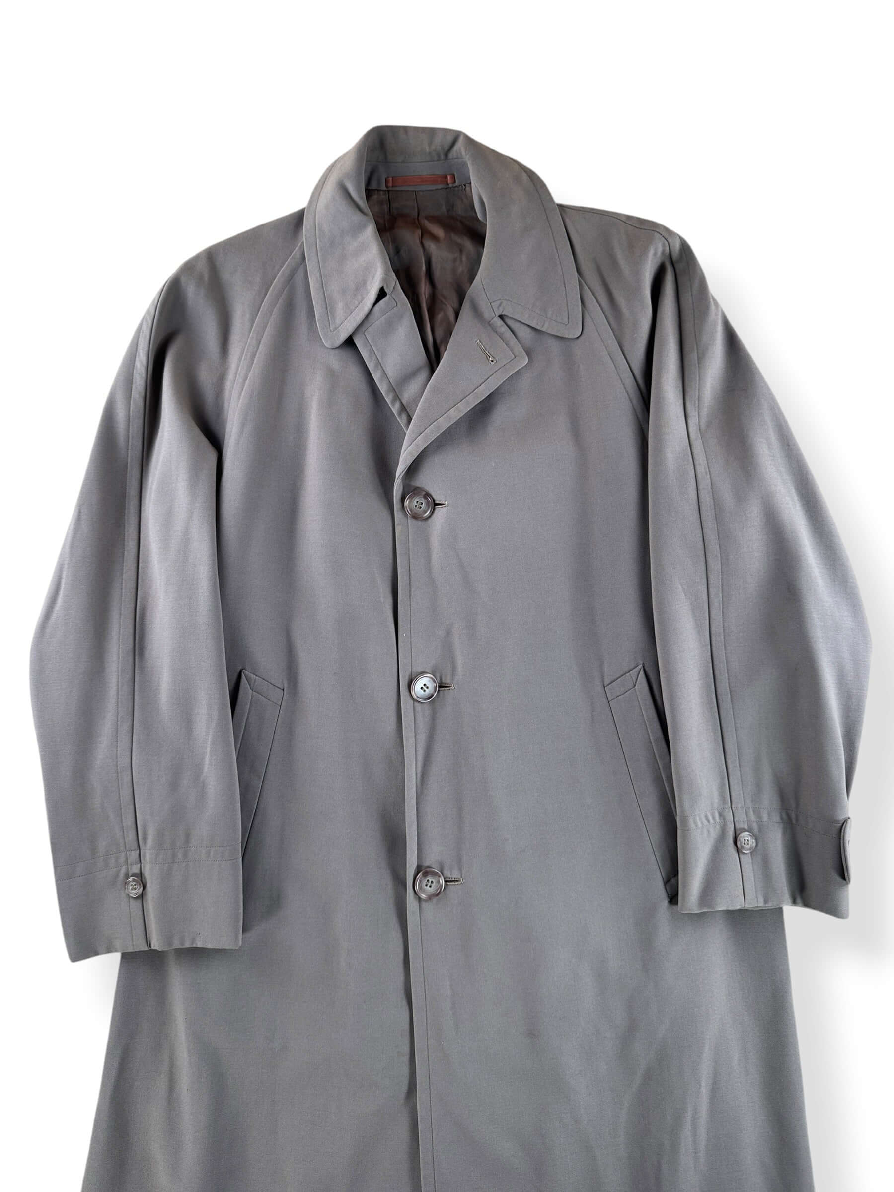 Front Close Up of Vintage Lord Ramsay Gabardine Trench Coat SZ XL