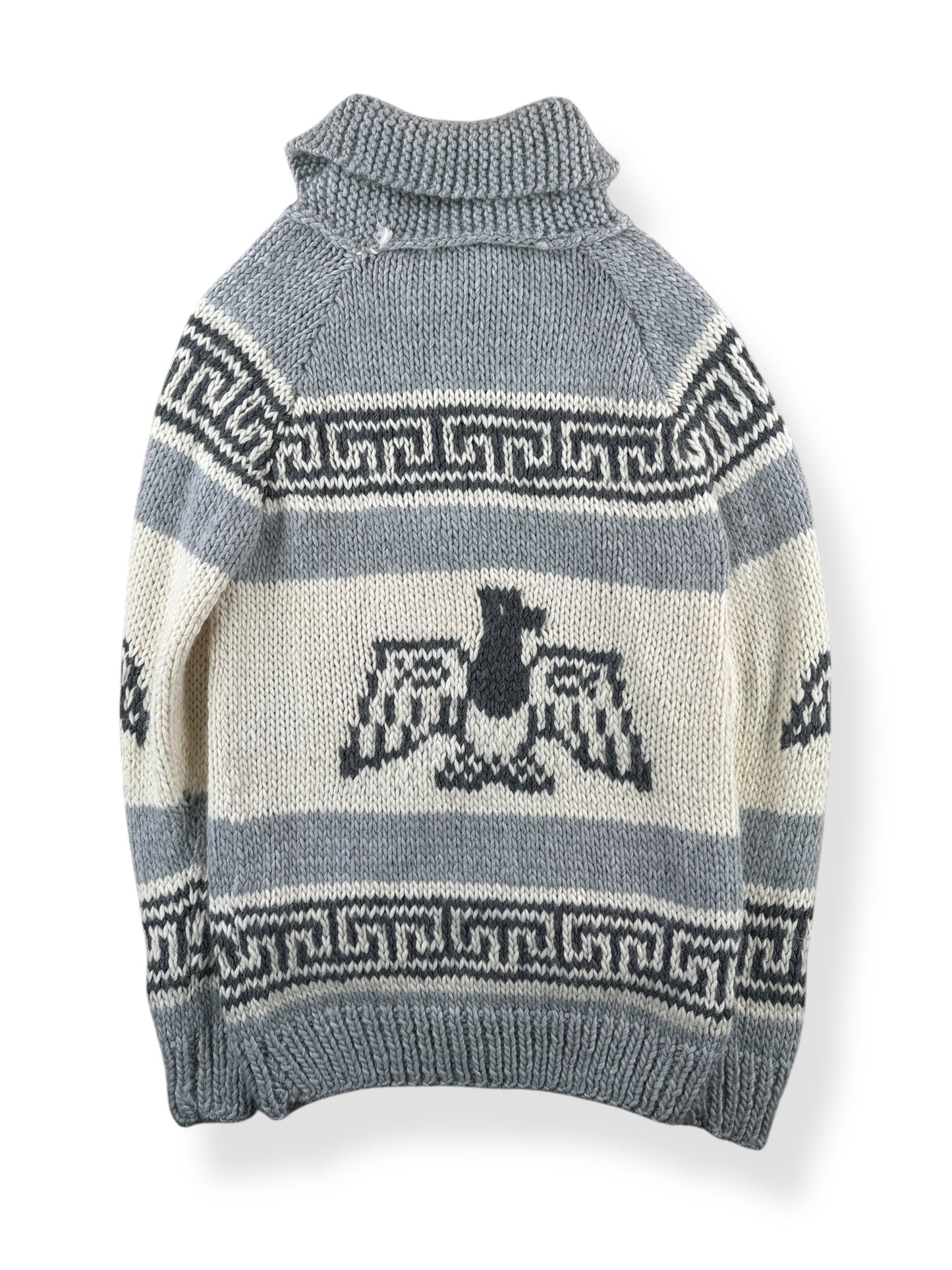 Back of Vintage Soft Thunderbird Cowichan Style Sweater SZ S