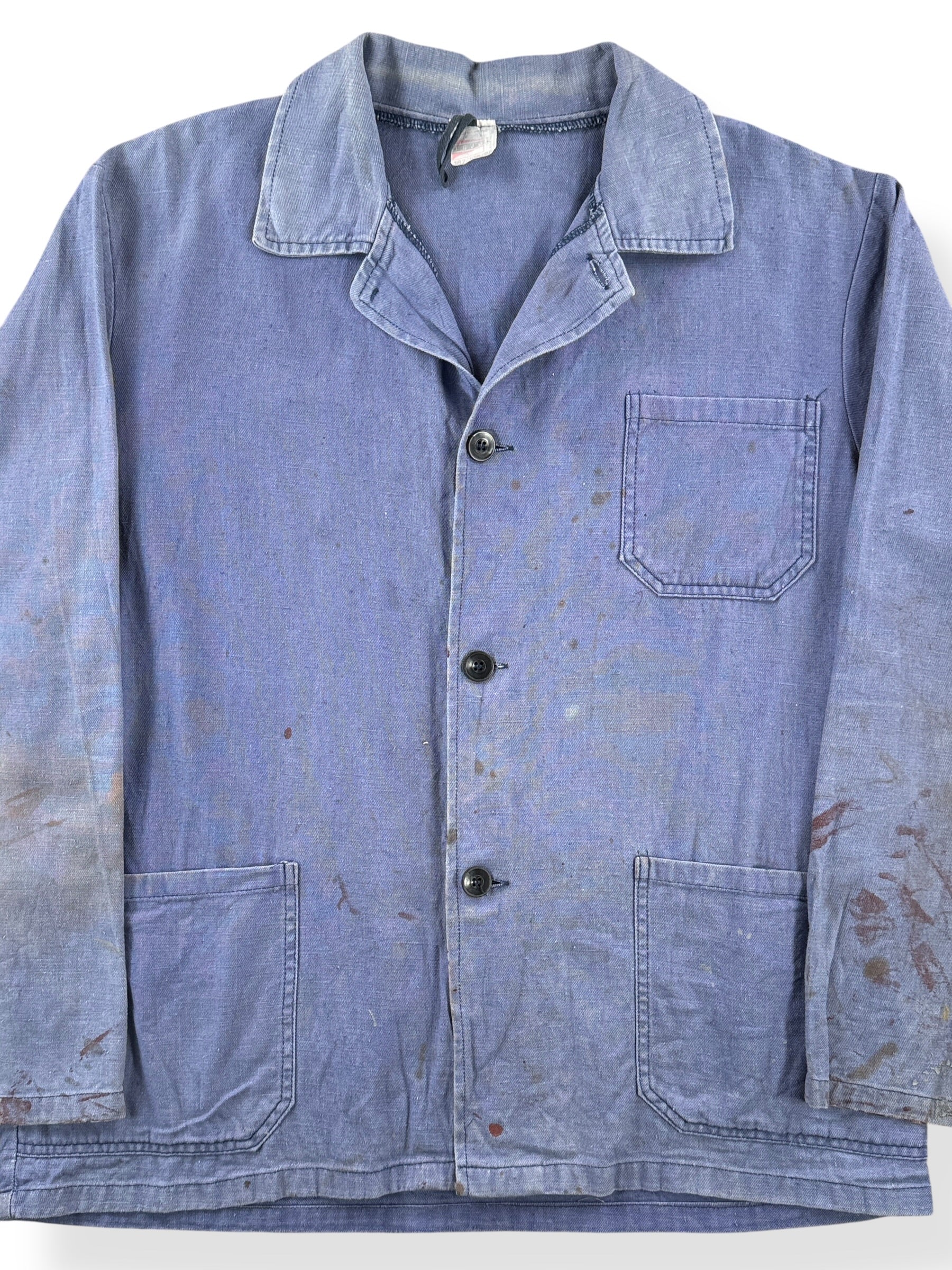 Front Close Up of Vintage Tejg French Chore Coat SZ L