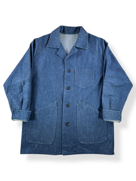 Front of Production Sample or Handmade Denim Chore Coat SZ XL