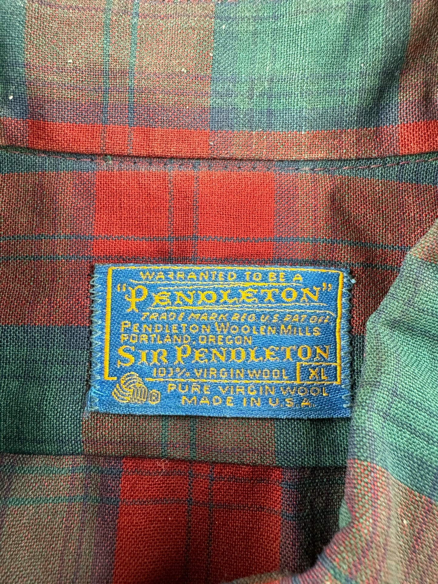 Tag on Vintage Sir Pendleton Shirt SZ XL