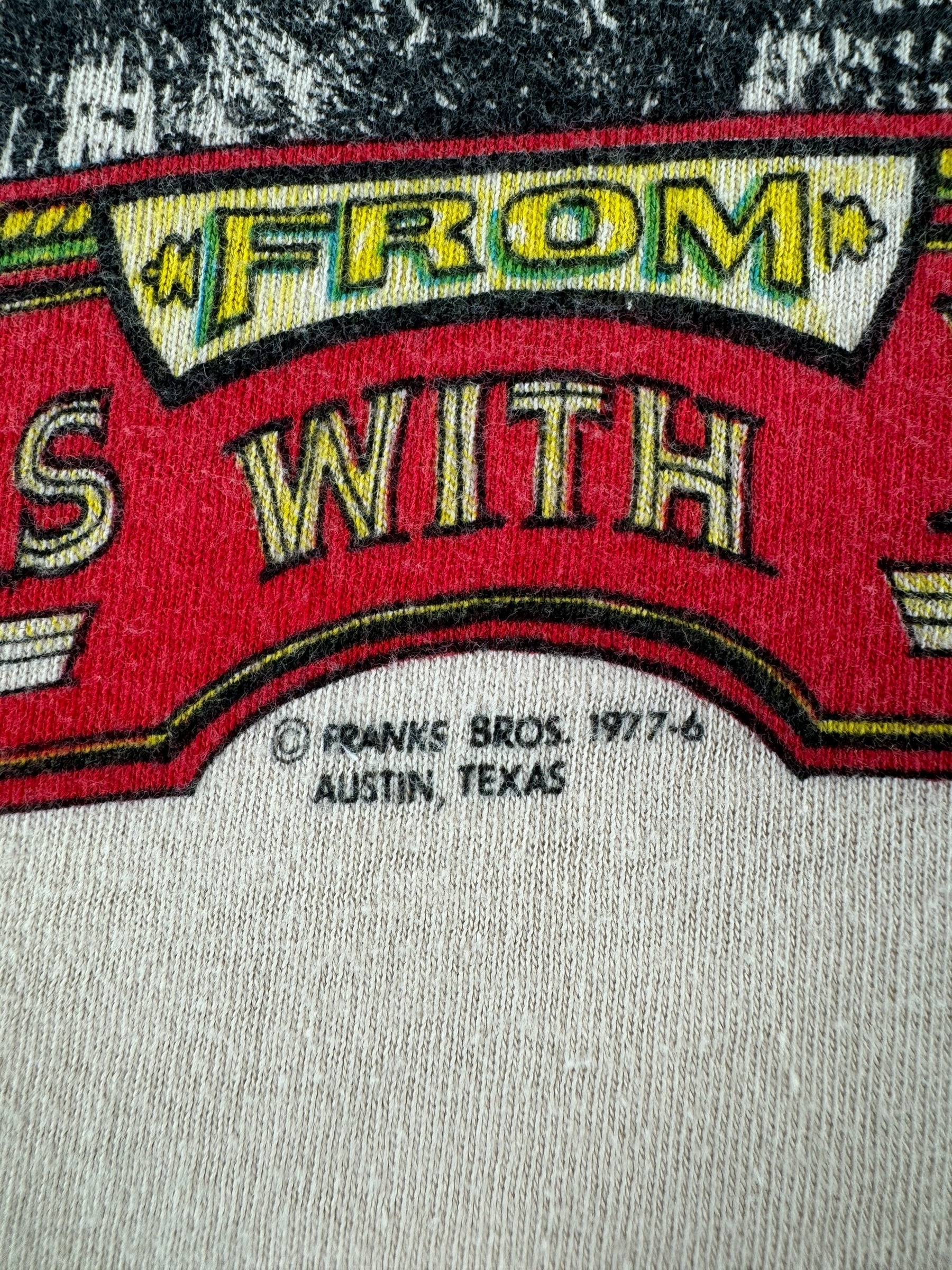 Trademark on Vintage Willie Nelson Honeysuckle Rose Buck Bonham Promo Tee SZ M