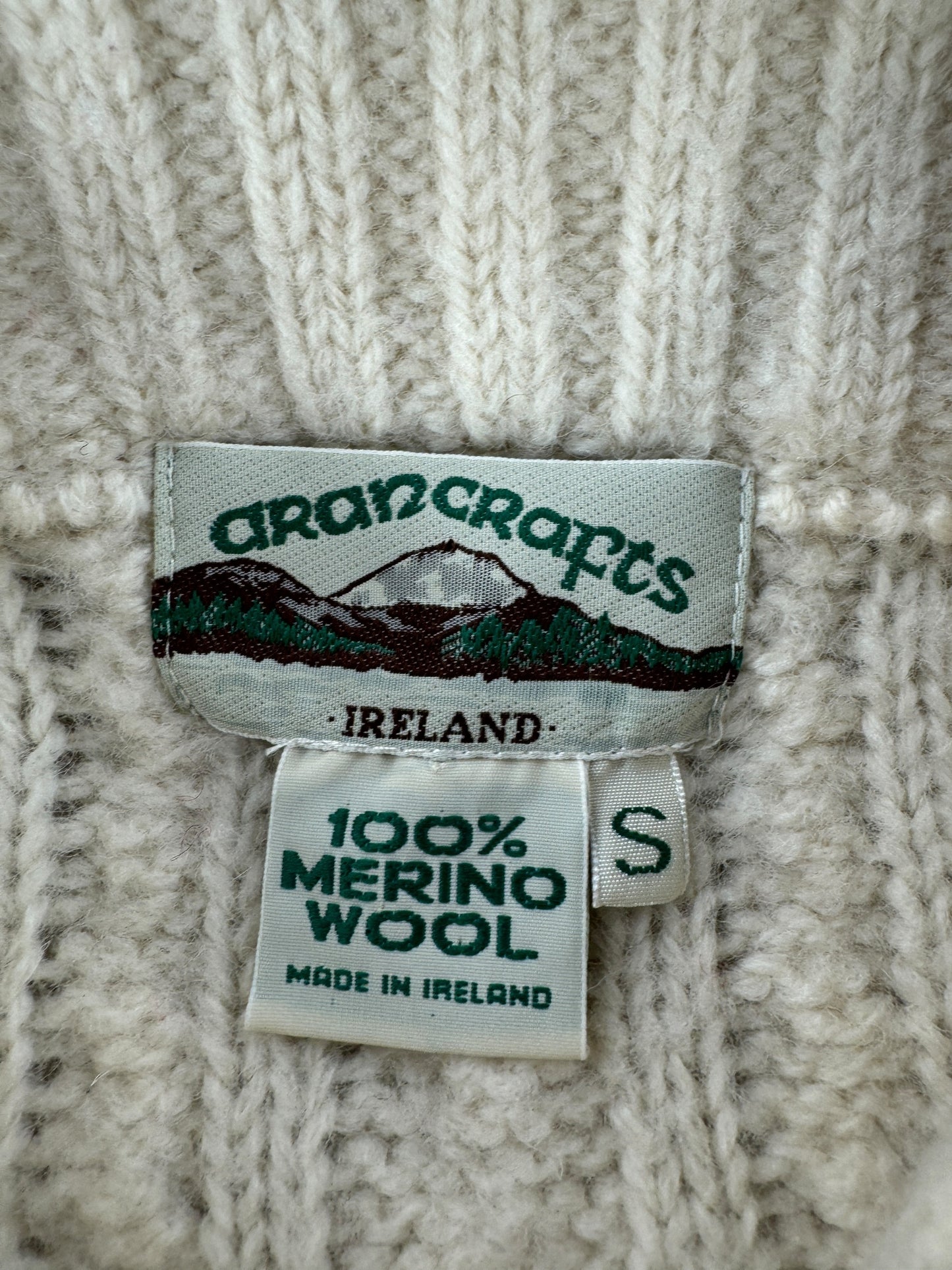 Tag on Vintage Zip Up Irish Wool Sweater SZ S