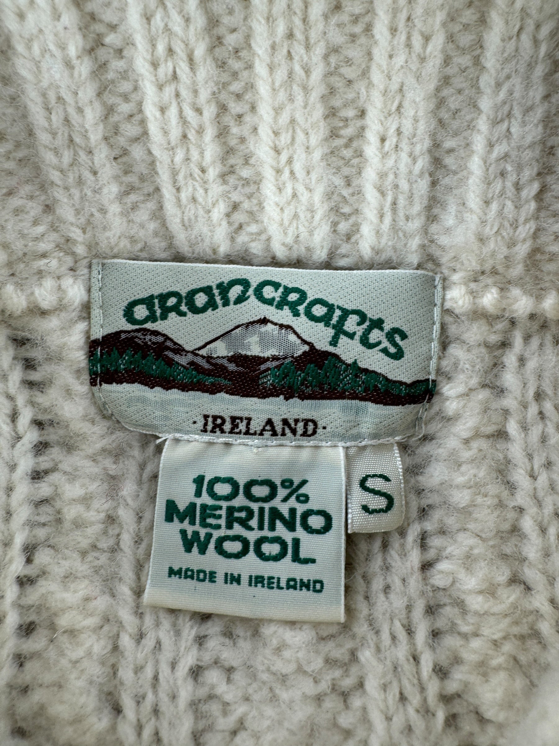 Tag on Vintage Zip Up Irish Wool Sweater SZ S