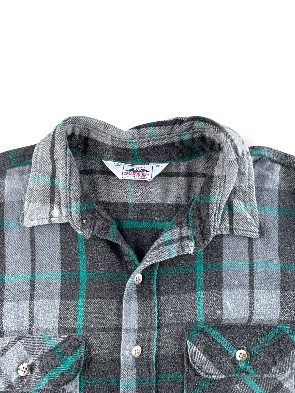 Collar on Vintage Gray Dakota Cotton Flannel SZ 2XL