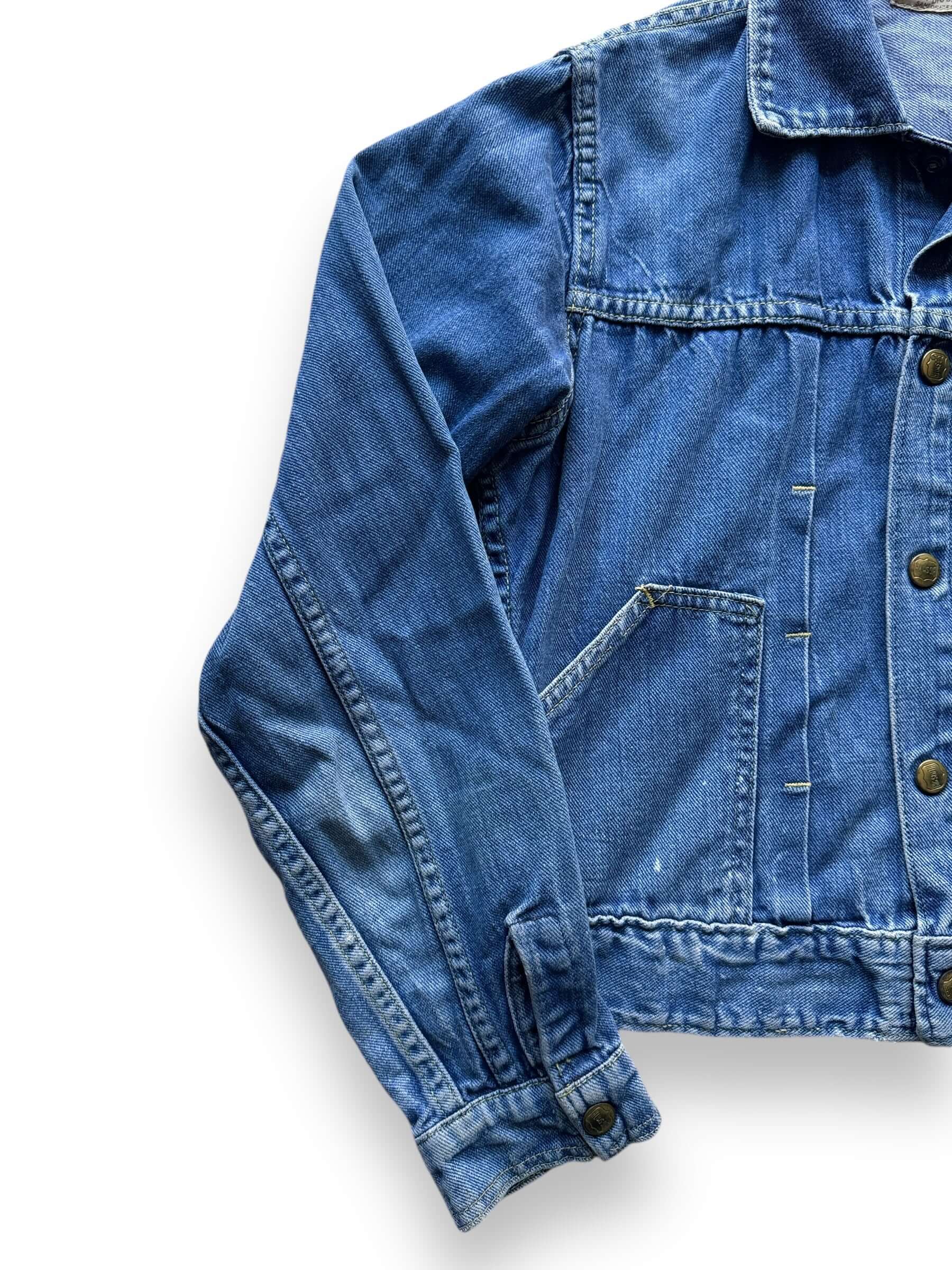 front right of Vintage Buckaroo by Big Smith Pleated Denim Jacket SZ XS