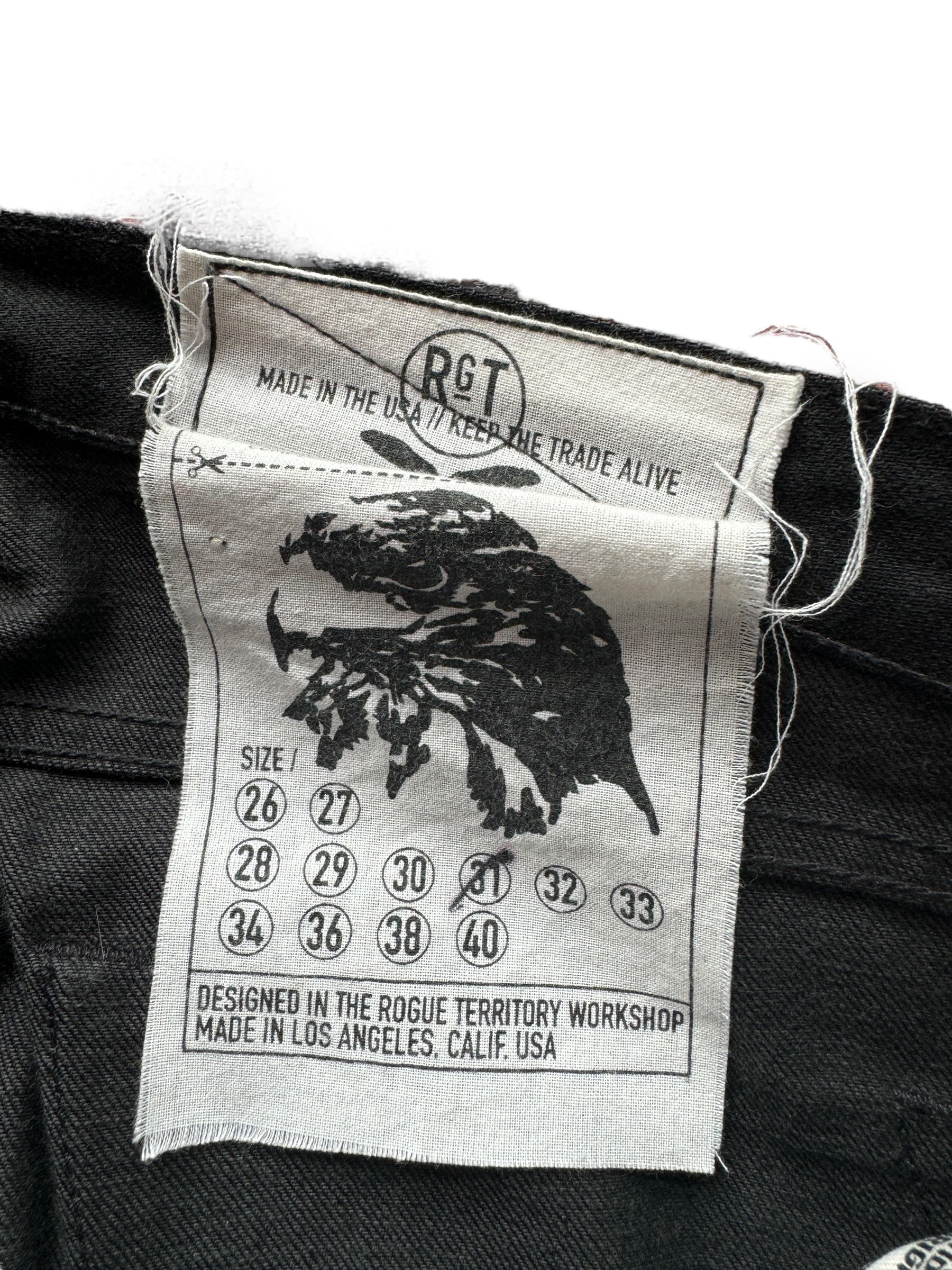 Label on Rogue Territory Black Skinny Japanese Selvedge W31
