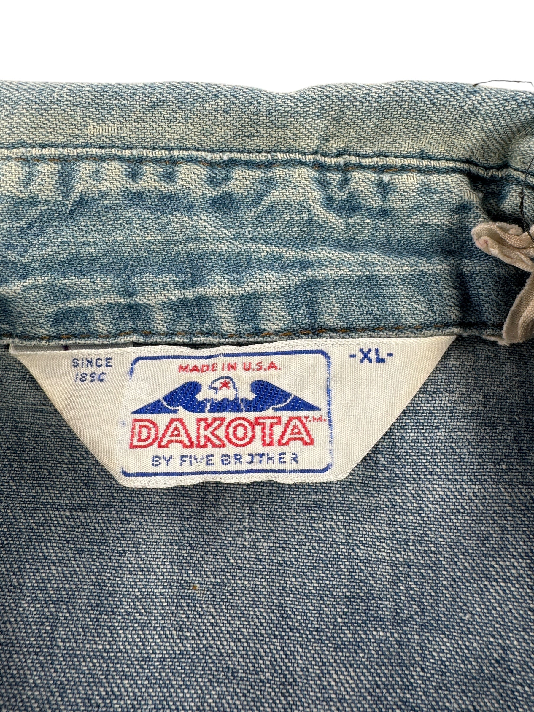 Tag on Vintage Distressed Dakota Denim Pearl Snap Top SZ XL