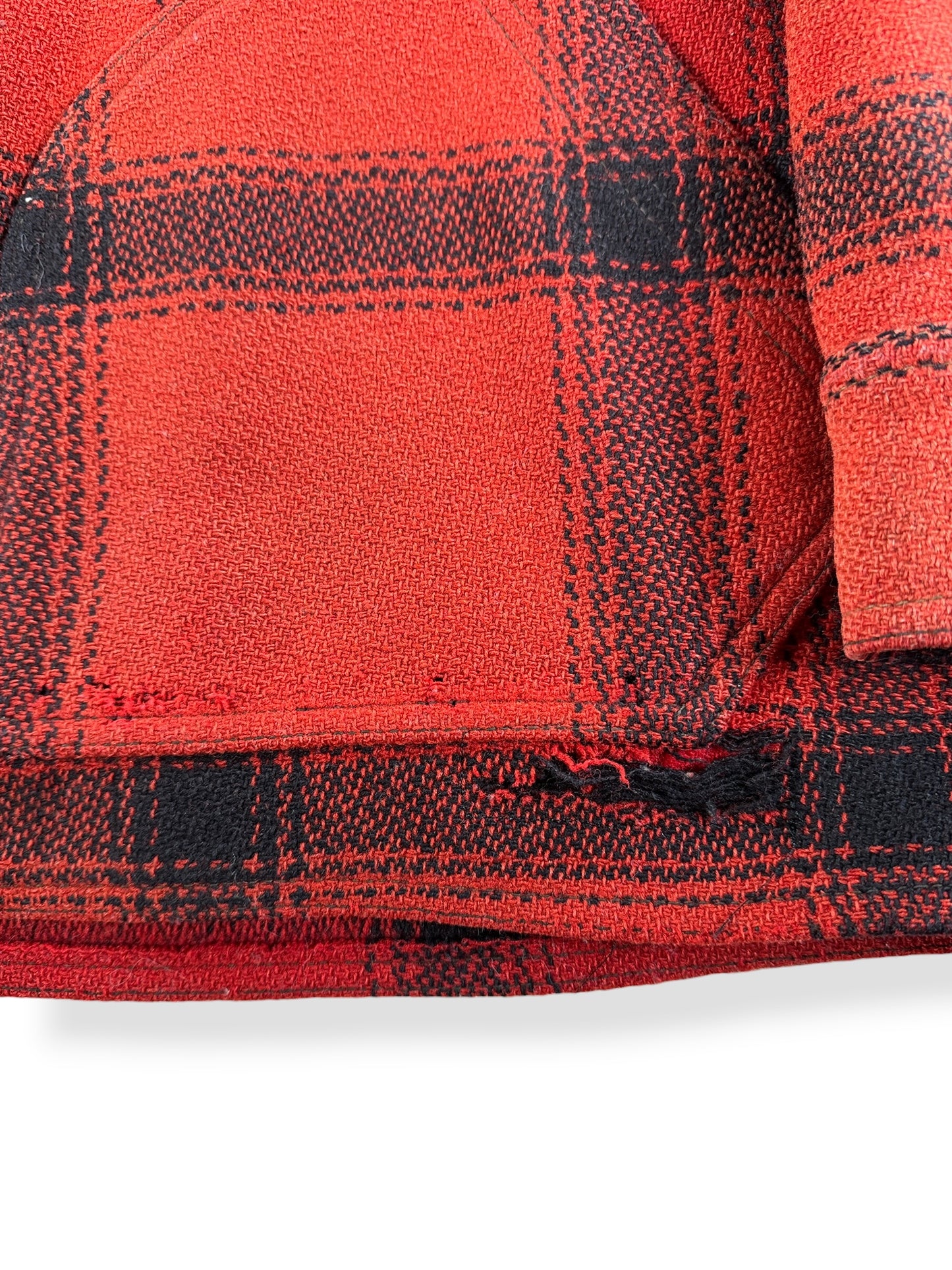 Hole on Vintage 50s Era Filson 75% Red Hunter Jacket SZ L