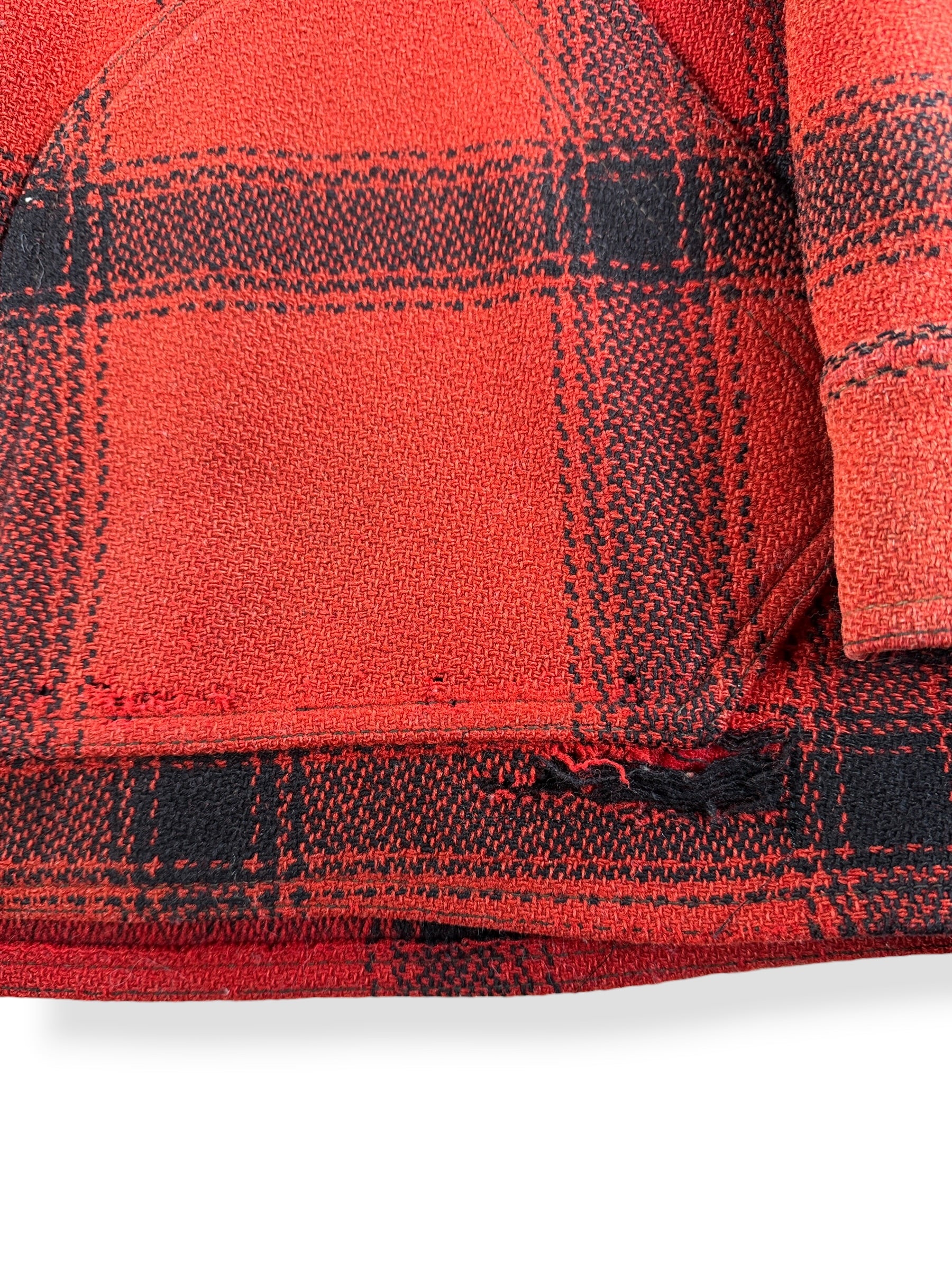 Hole on Vintage 50s Era Filson 75% Red Hunter Jacket SZ L