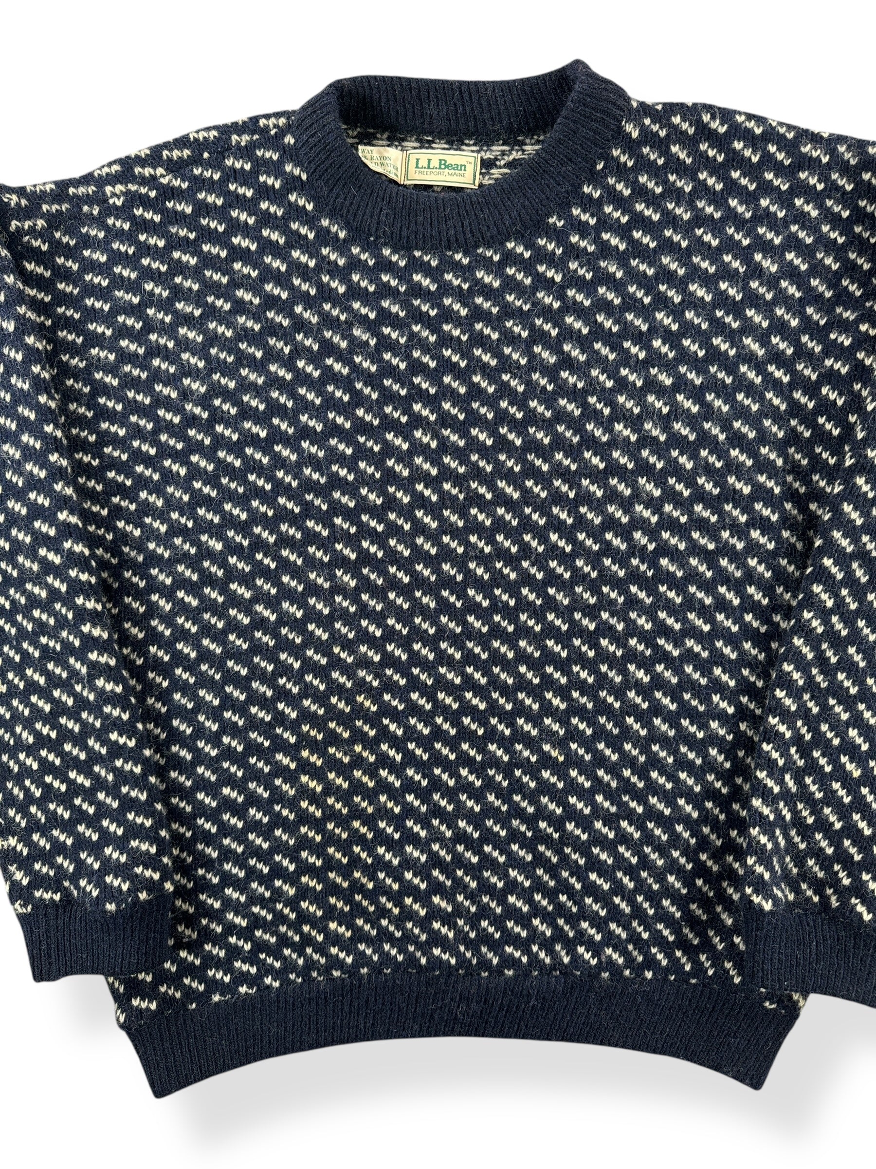 Vintage Men's L.L. Bean Norwegian Birdseye Sweater Blue & White SZ