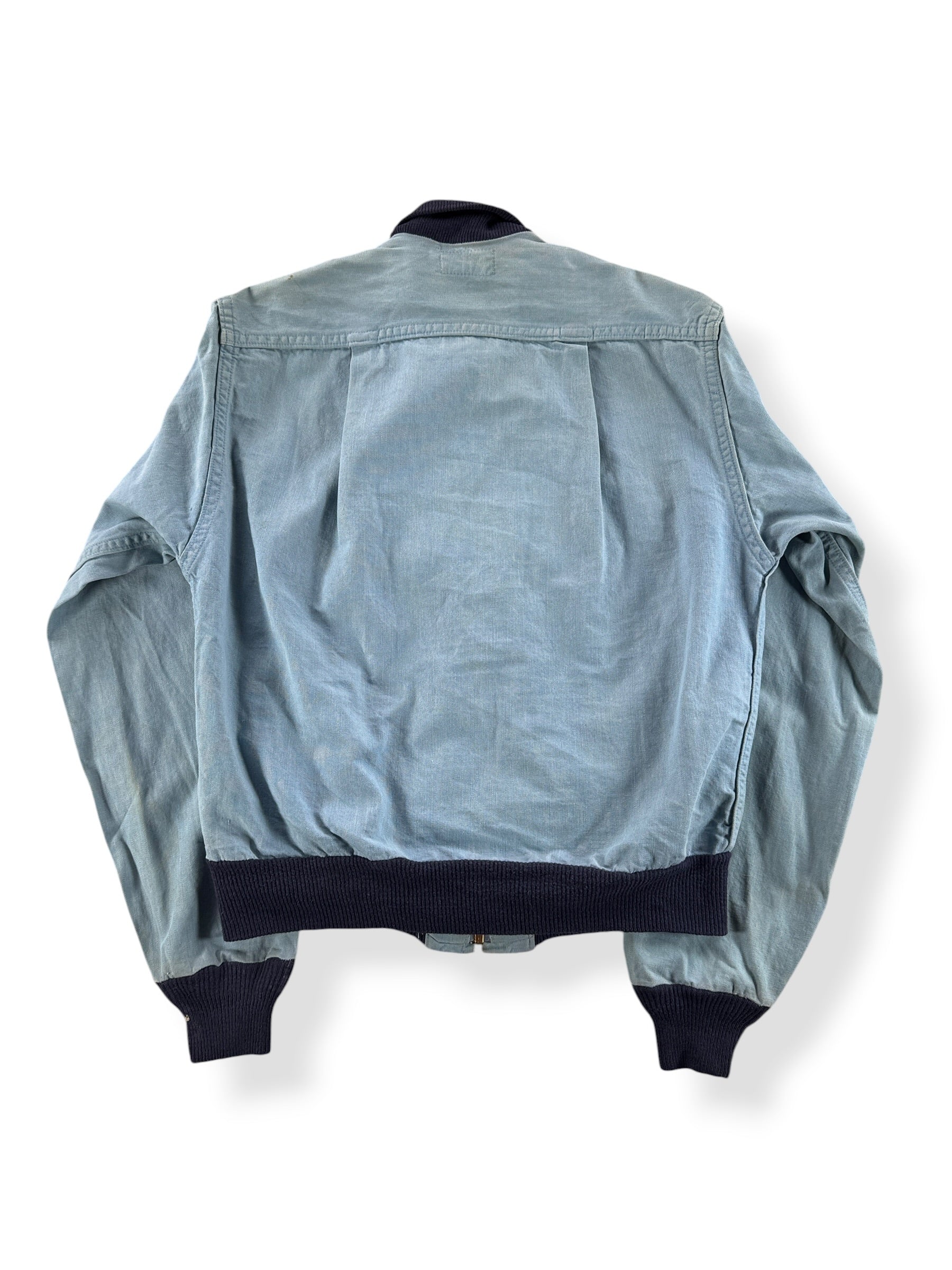 Back of Vintage 50s Chambray Bomber Style Jacket SZ S