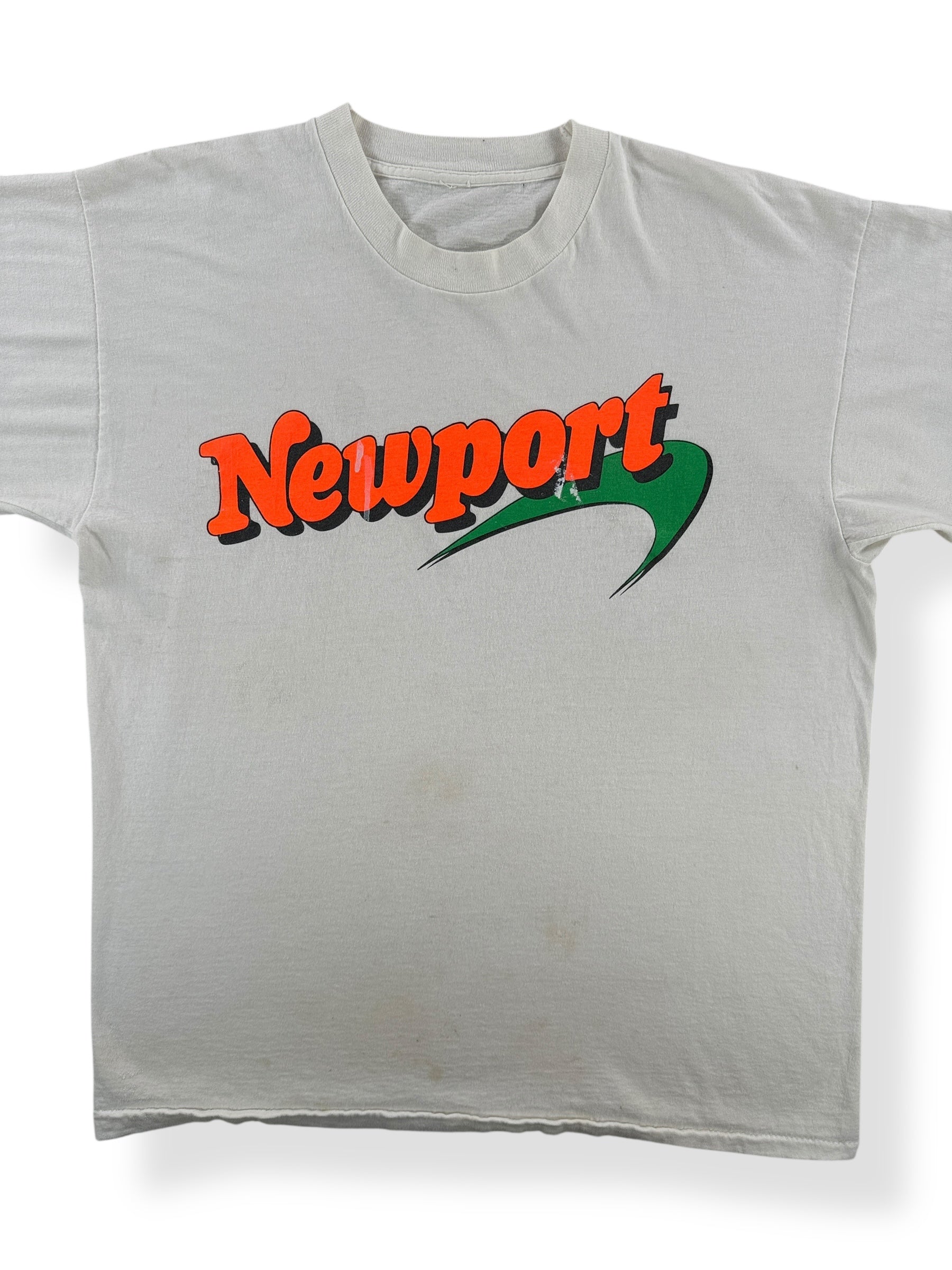 Front Close Up of Vintage Newport Tee SZ L AS IS