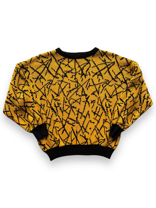 front of Vintage Yellow Patterned Acrylic Sweater SZ L