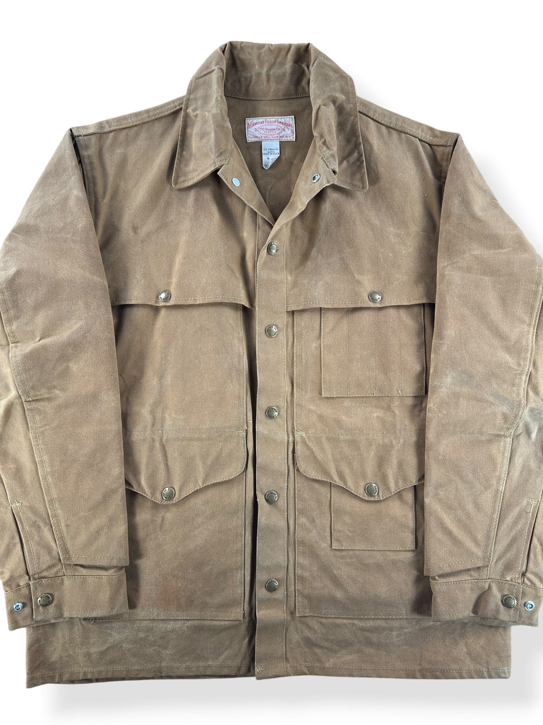 Front Close Up of Vintage NOS Filson Tin Cloth Cruiser SZ 42