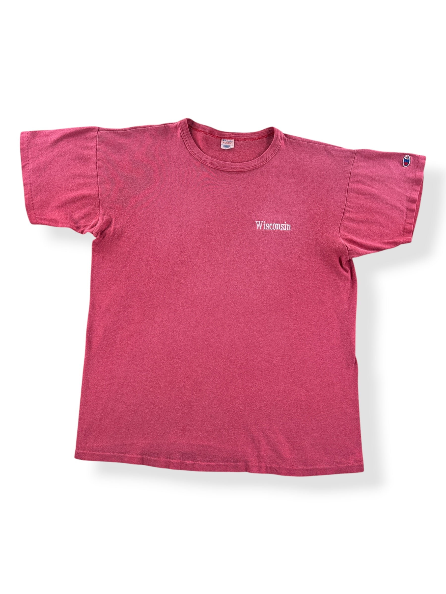 Front of Vintage Wisconsin Embroidered Champion Tee SZ XL