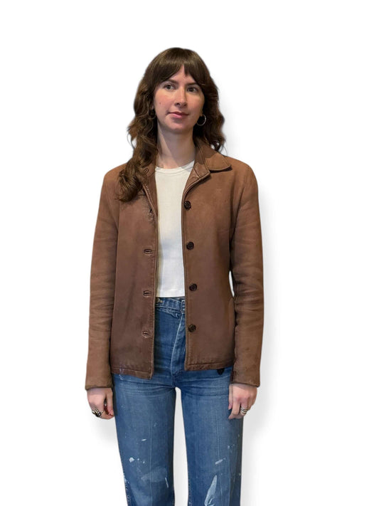 Front of Vintage 90s Deerskin Jacket SZ XS