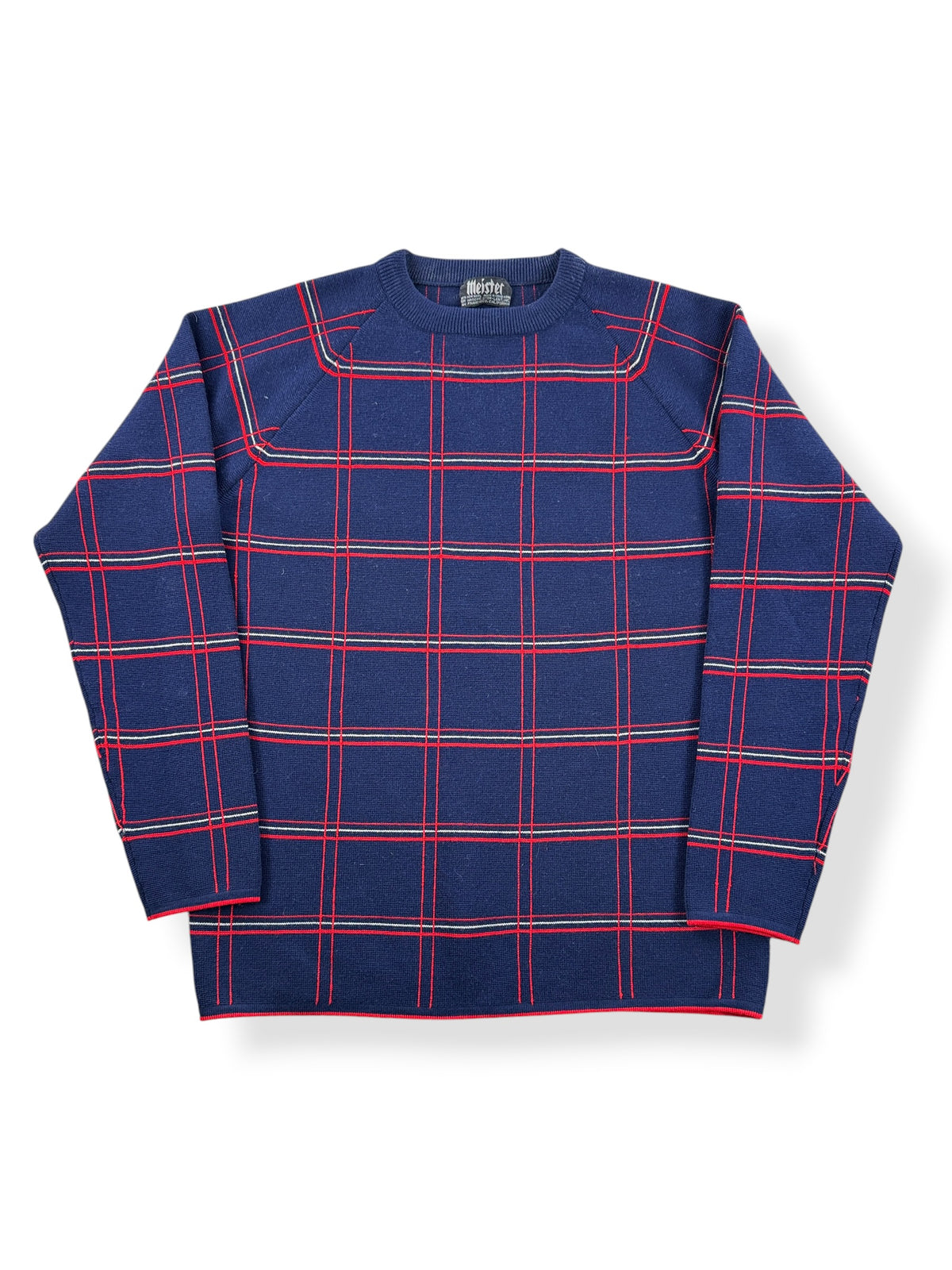Front of Vintage Meister Grid Wool Sweater SZ L (fits M)