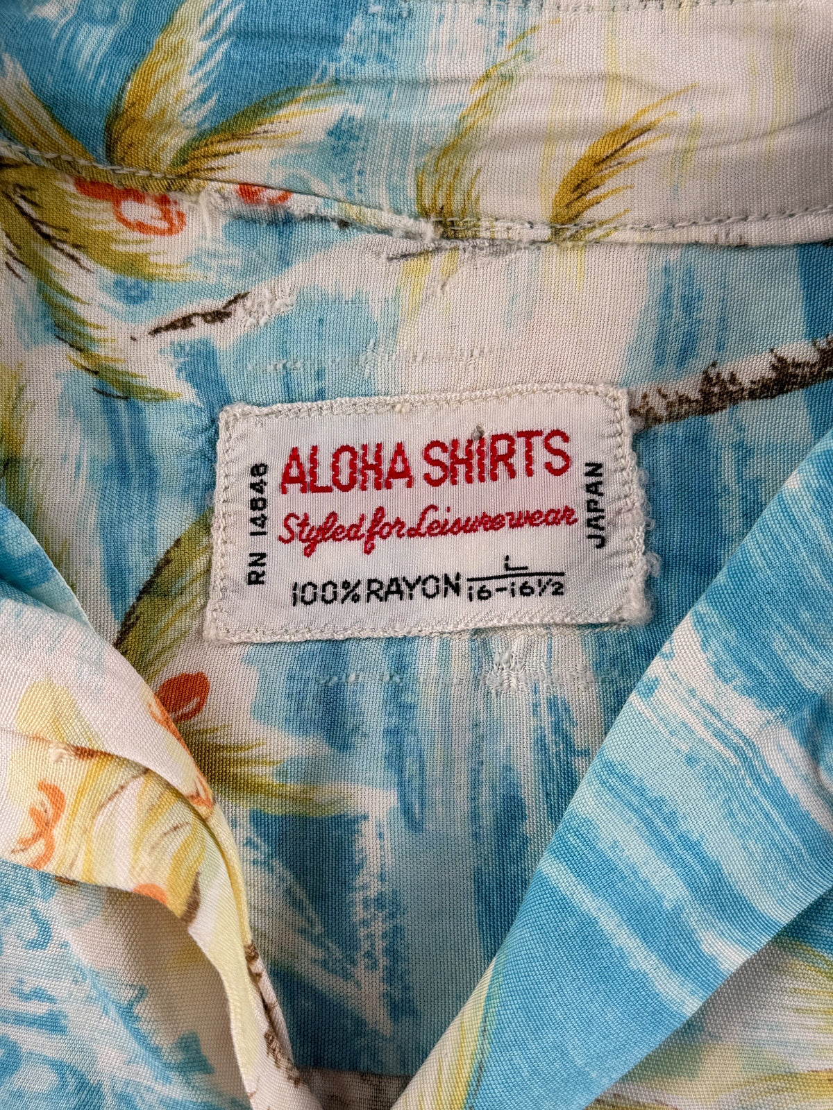 Tag on Vintage Thrashed Aloha Shirt SZ L - AS IS