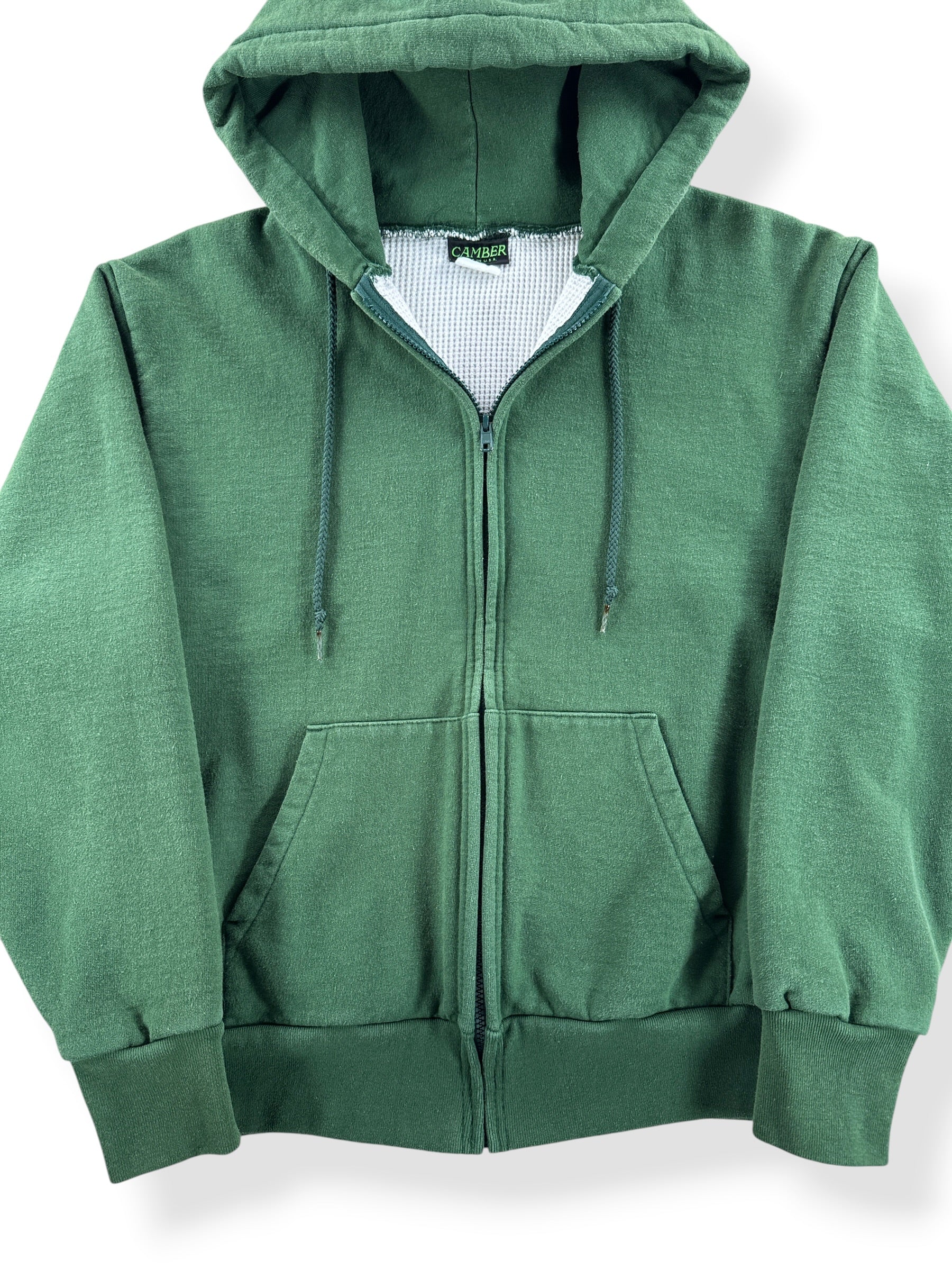 Front Close Up of Vintage Camber Waffle Lined Zip Up Hoodie SZ M