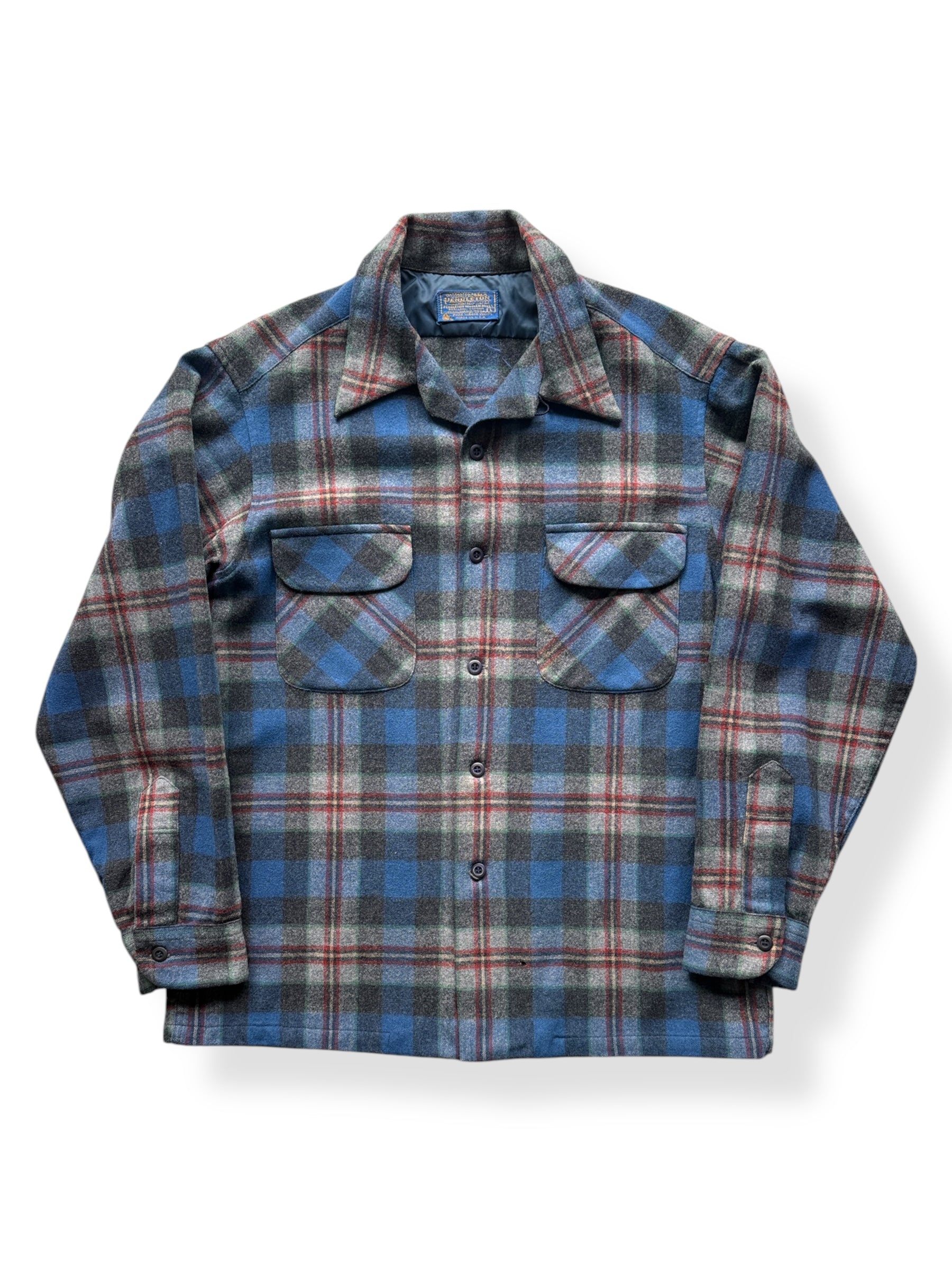 Front of Vintage Blue Plaid Pendleton Board Shirt SZ L