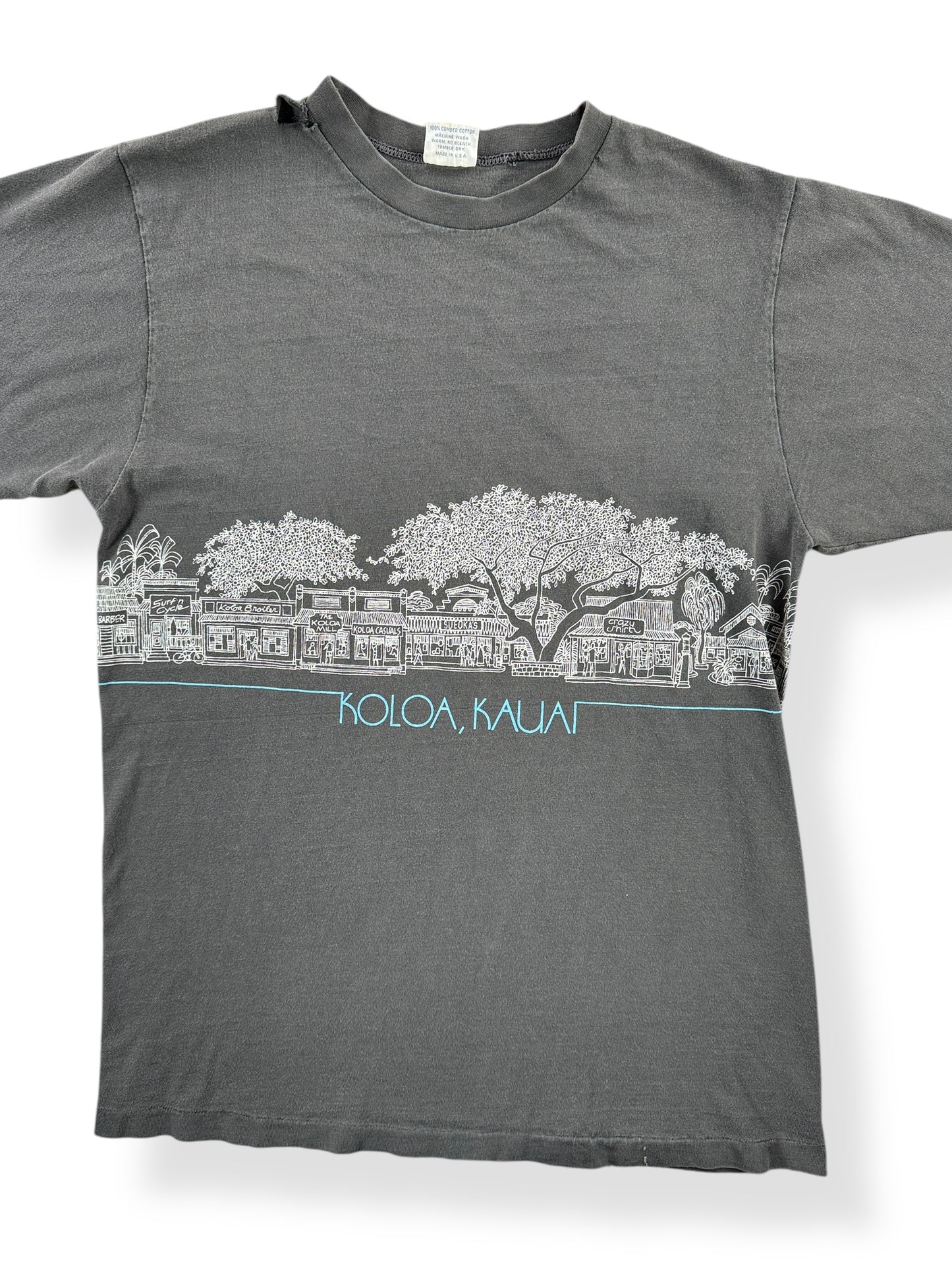 Front Close Up of Vintage Koloa Kauai Hawaii Tee SZ M