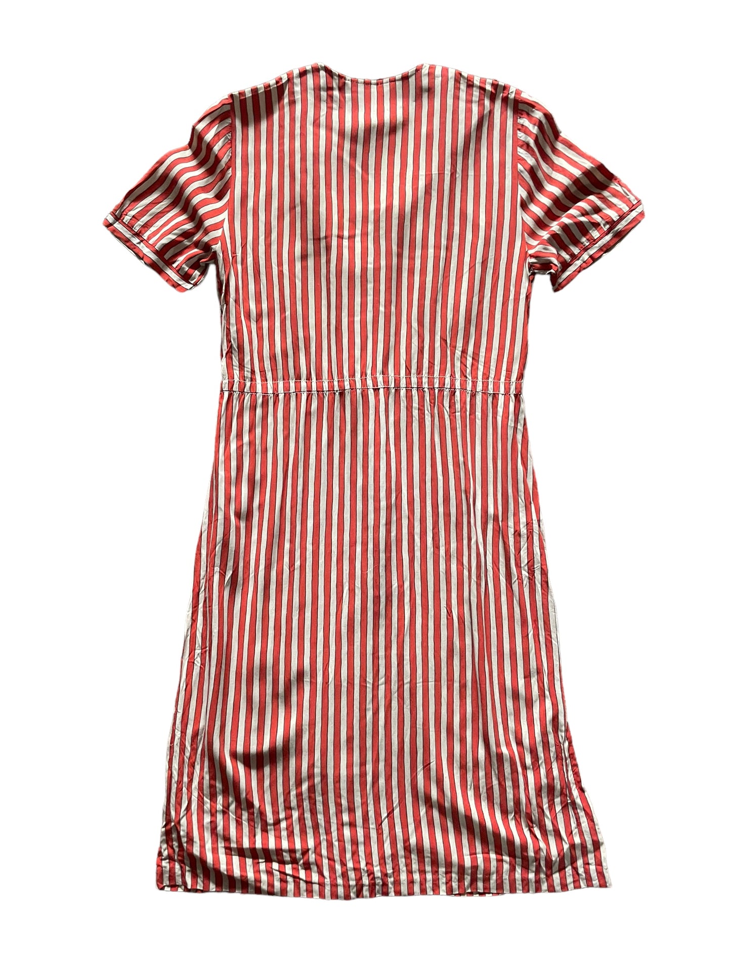 Full back view of Vintage Striped Rayon Dress SZ M |  Barn Owl Vintage Dresses| Seattle Vintage Ladies Clothing