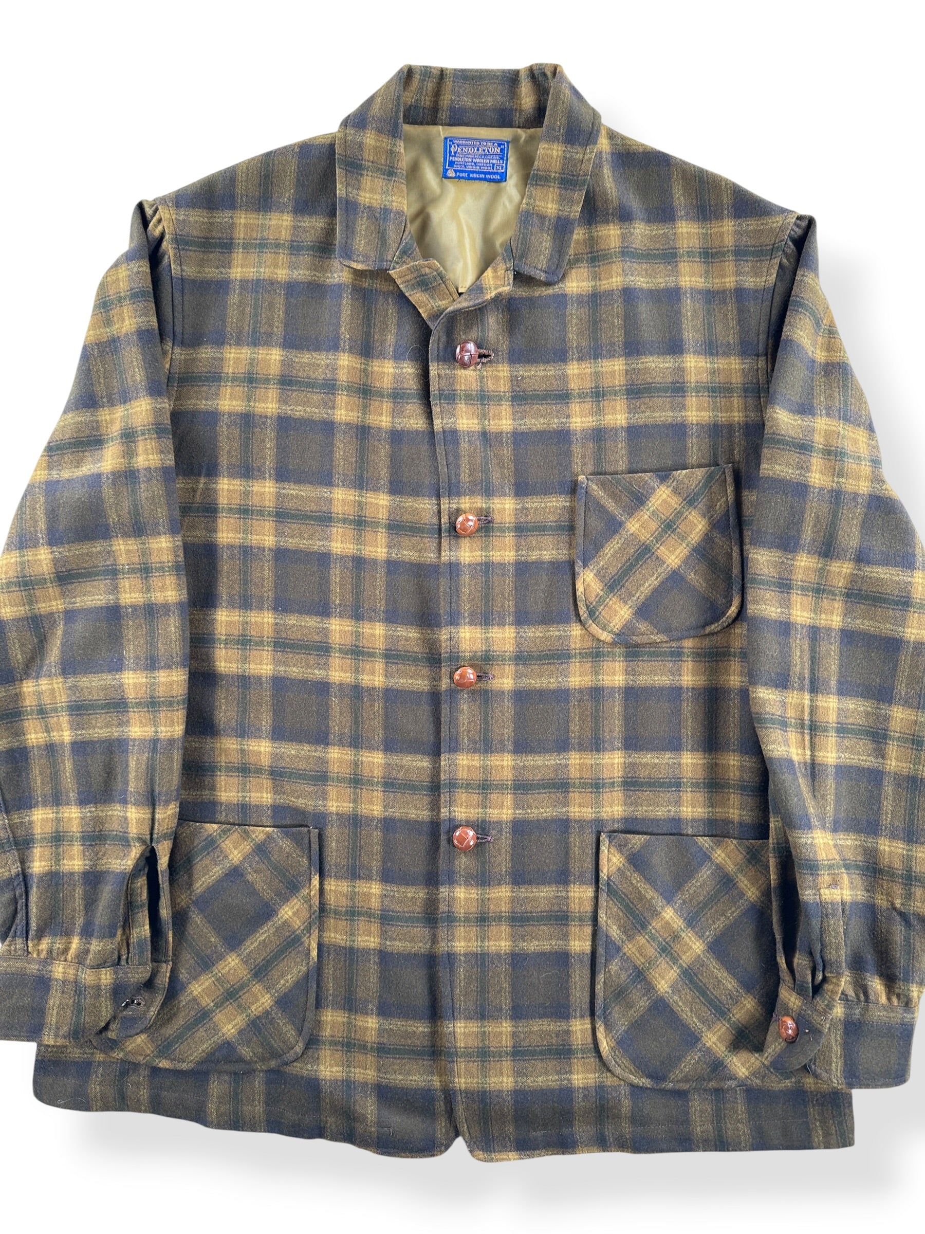 Front Close Up of Vintage Pendelton Wool Chore Coat SZ XL