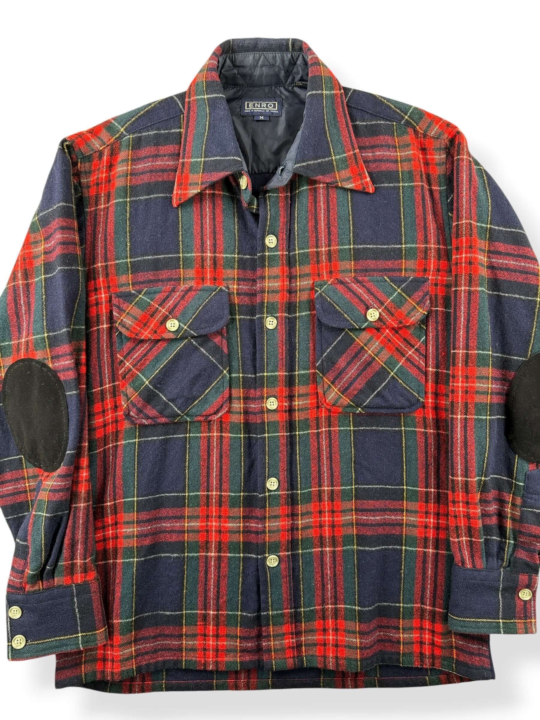 Front Close Up of Vintage Enro Wool Blend Flannel SZ M