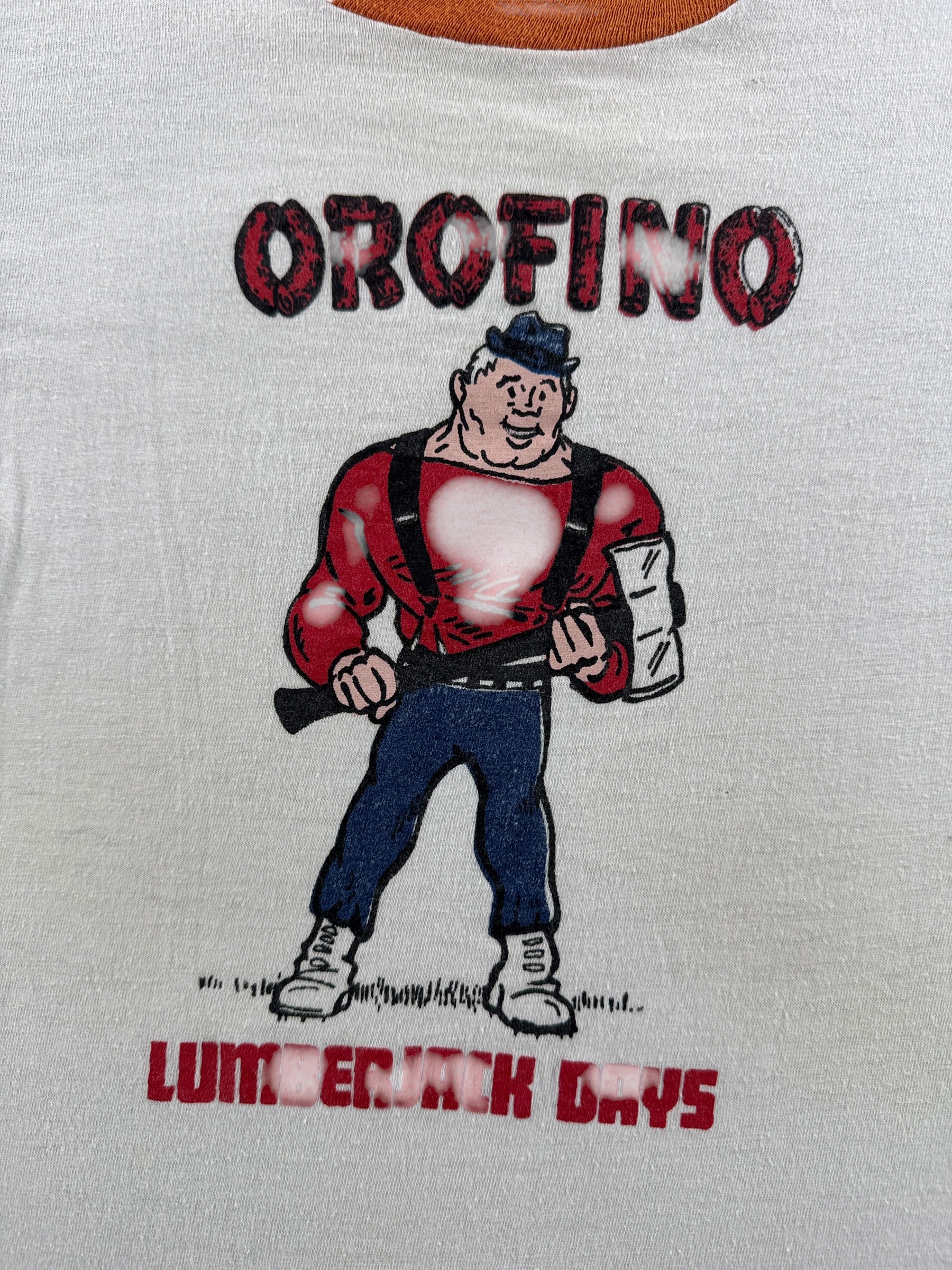 Graphic of Vintage Orofino Lumberjack Days Ringer Tee SZ XS