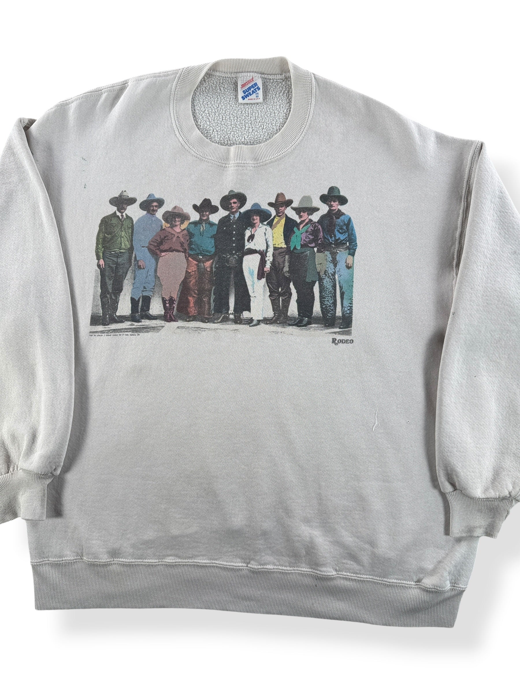 Front Close Up of Vintage Rodeo Jerzees Crewneck SZ XXL (Fits XL)