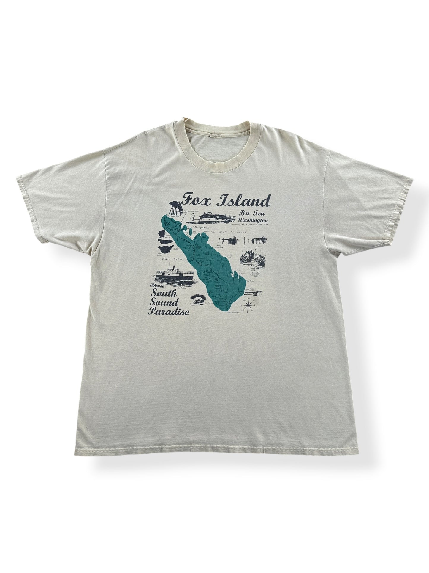 Front of Vintage Fox Island Tee SZ XL