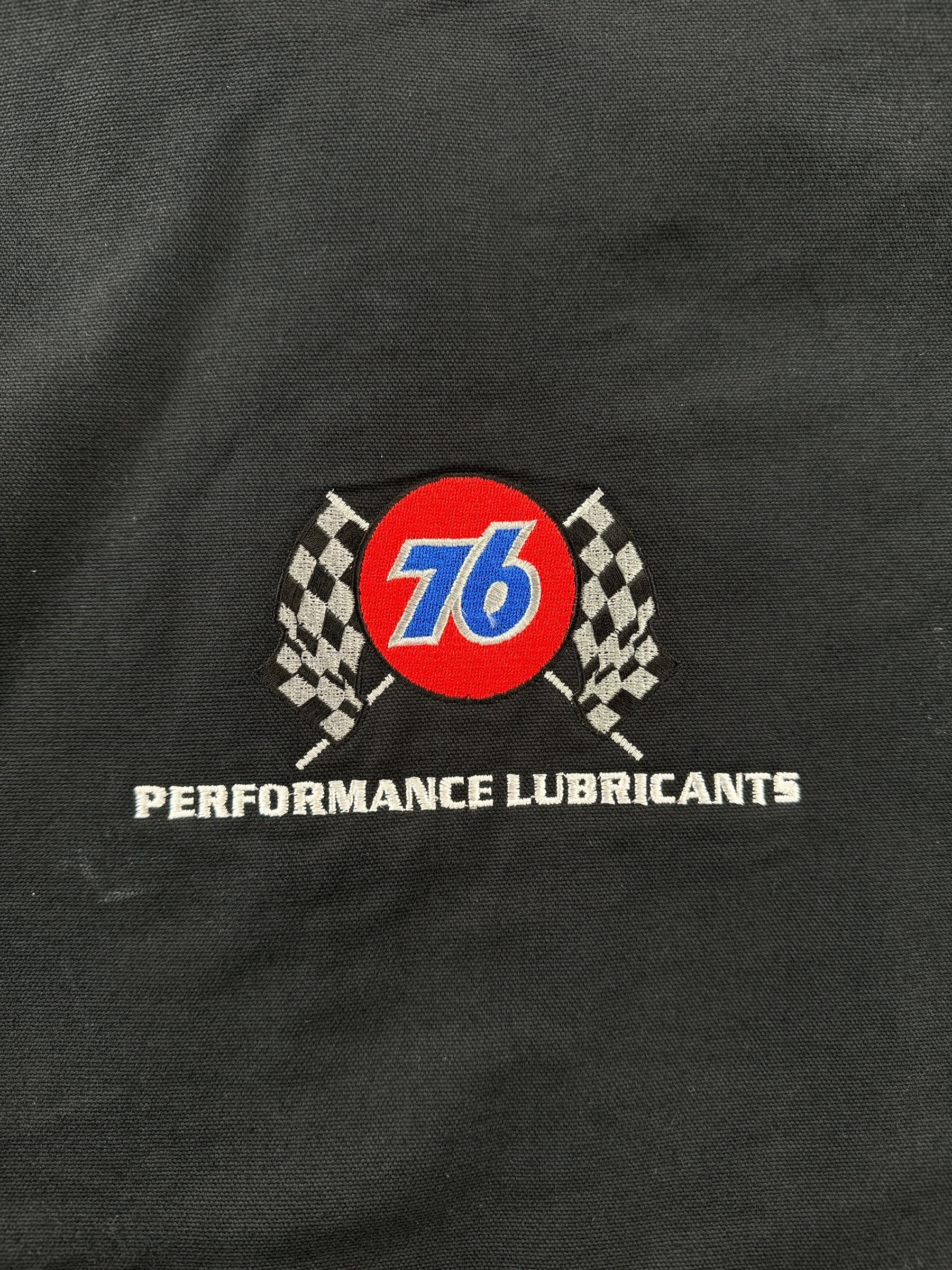 Back Graphic of Carhartt 76 Performance Lubricants Detroit Jacket SZ 50