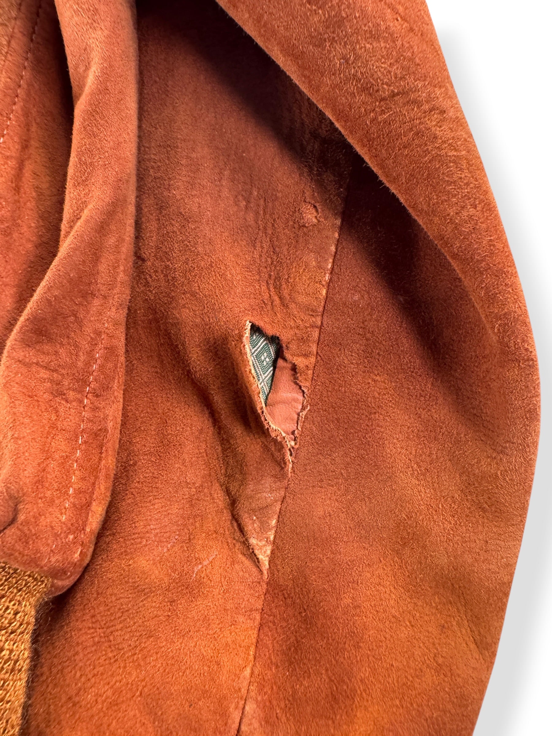 Tear on Vintage Thrashy Grais Suede Bomber Jacket SZ L
