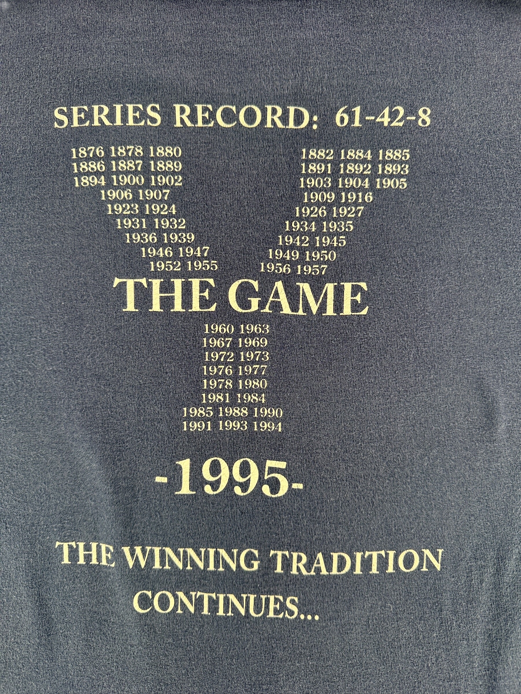 Back Graphic on Vintage Yale 1995 Tee SZ XL