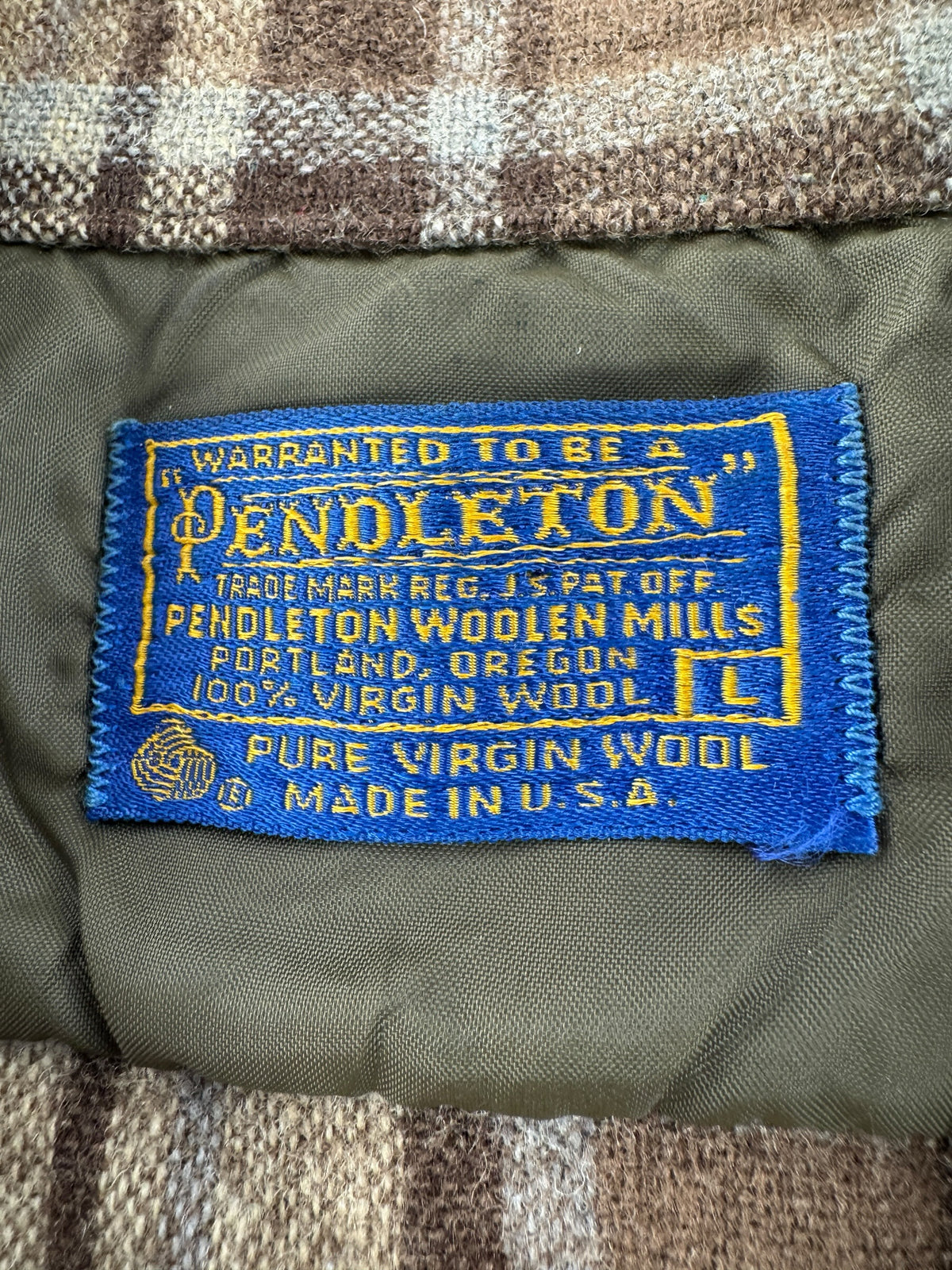 Tag on Vintage Pendleton Brown Board Shirt SZ L