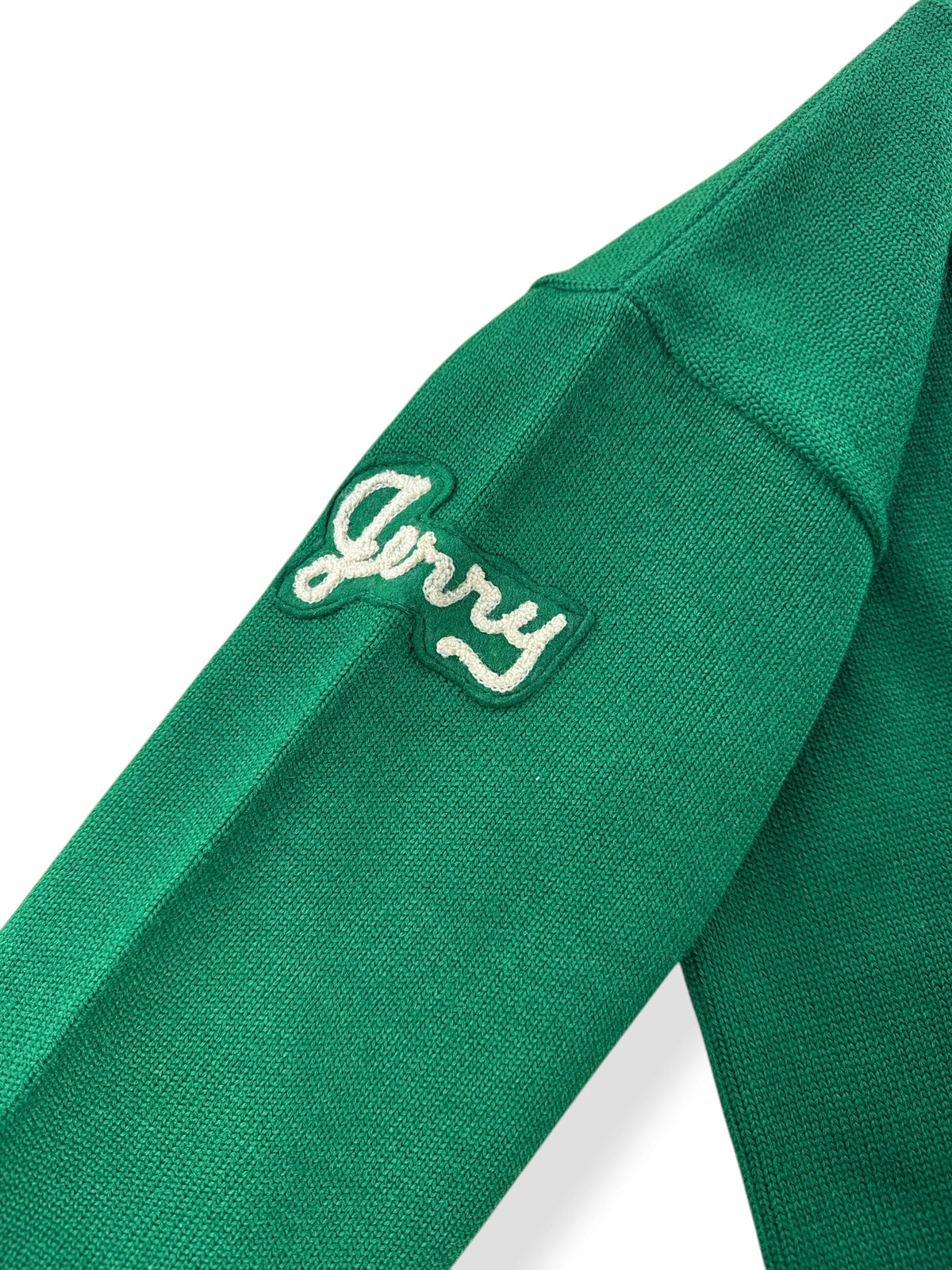 Patch on sleeve of Vintage 60s Lasley Knitting Varsity Sweater SZ S