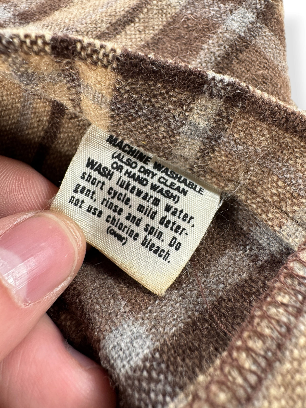 Care tag on Vintage Pendleton Brown Board Shirt SZ L
