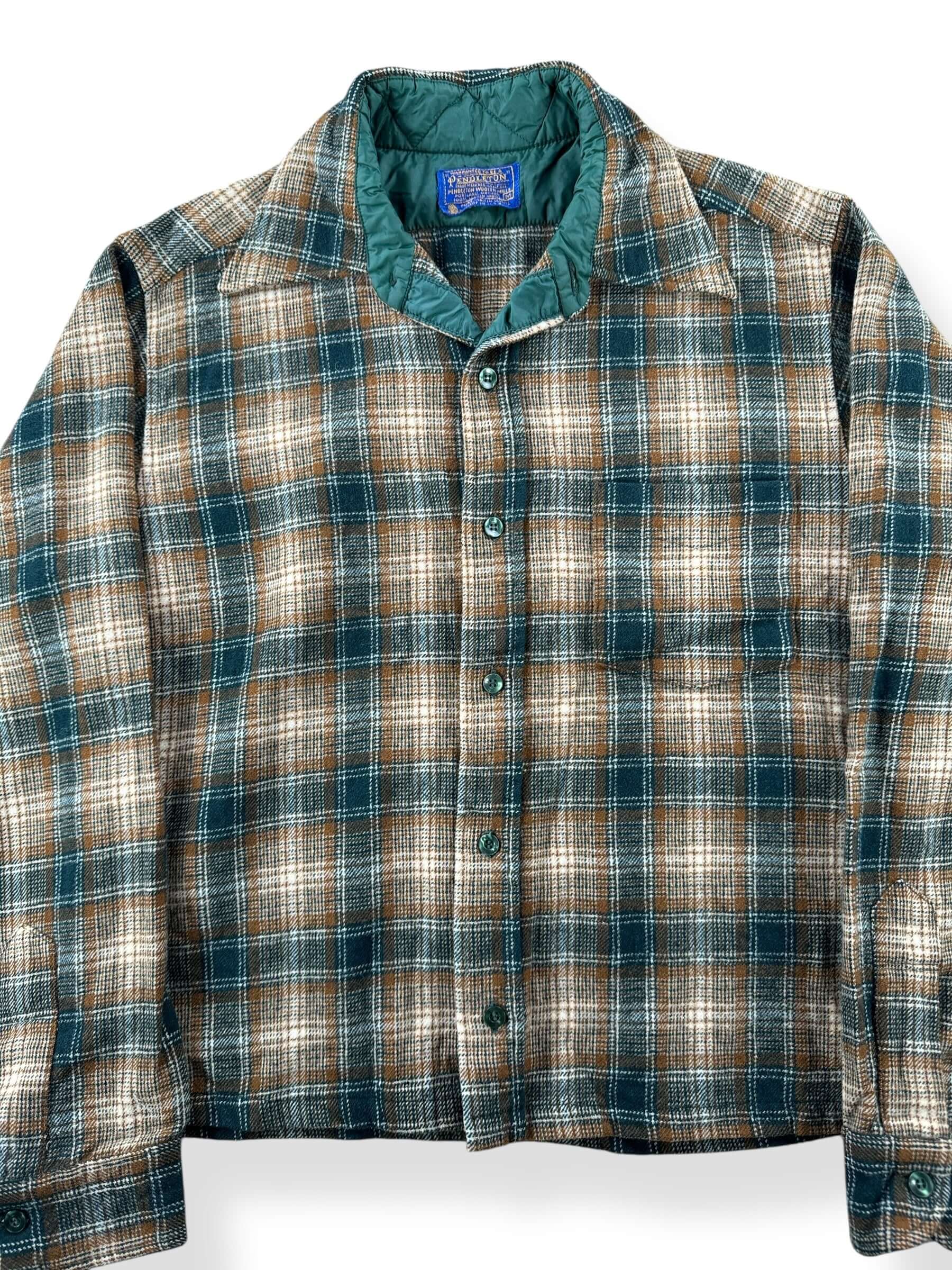 Front Close Up of Vintage Cropped Pendleton Flannel SZ M AS IS