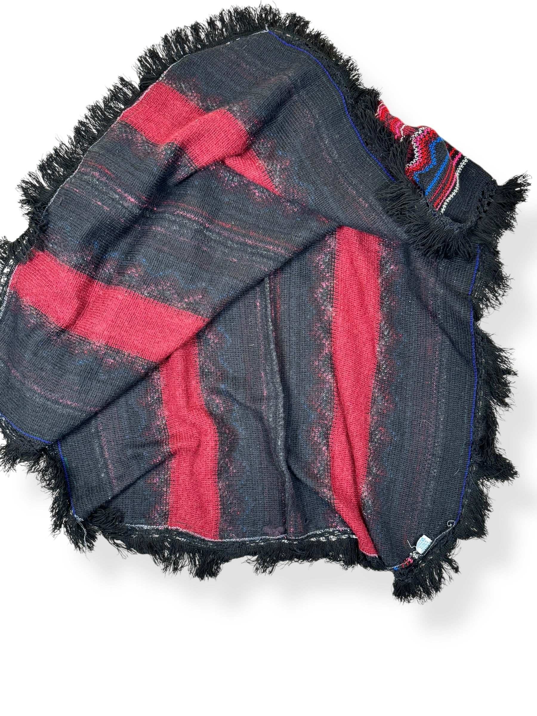 Open view of 1970s Colorful Acrylic Poncho L