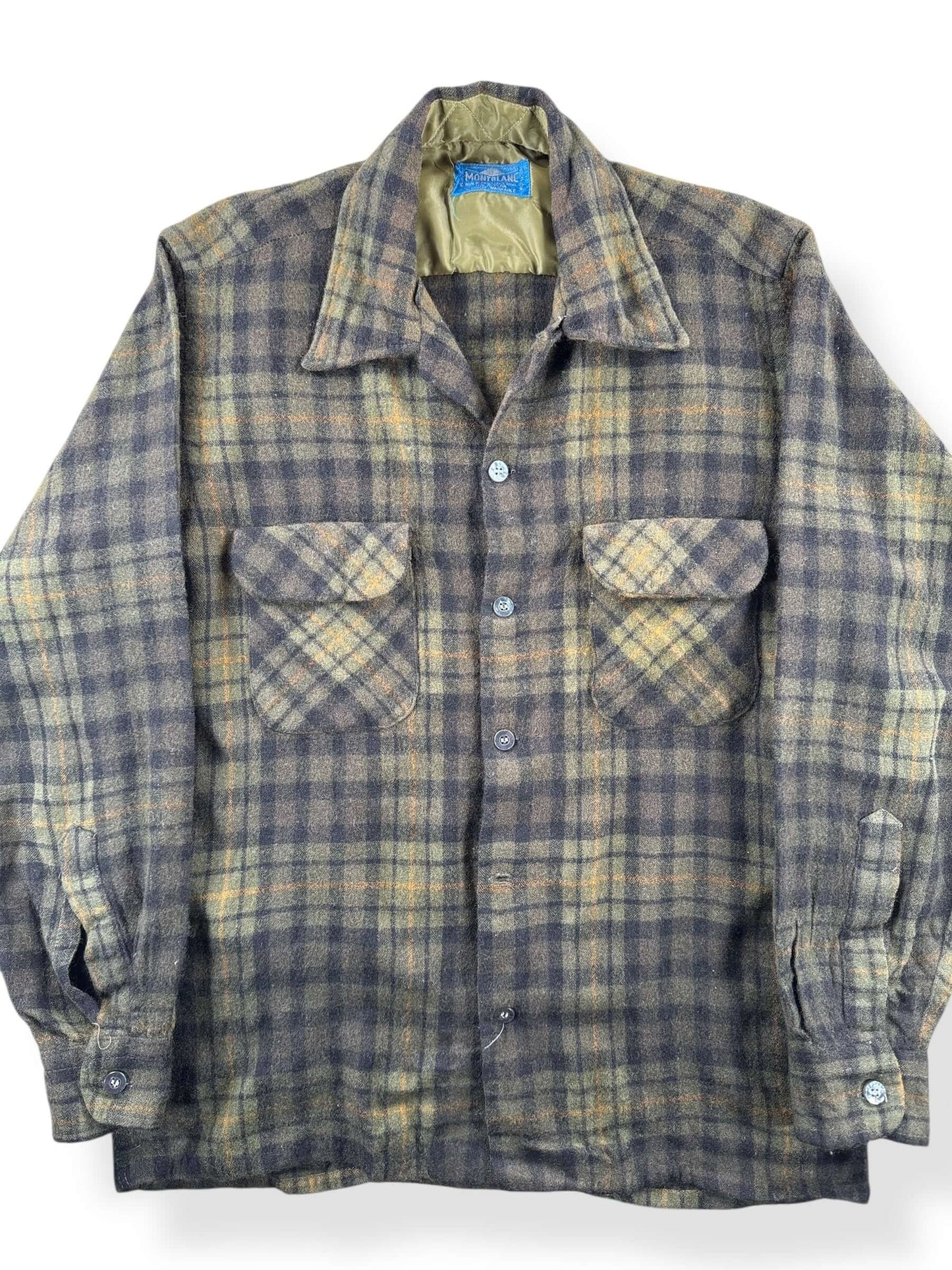 Front Close Up of Vintage Montblanc Wool Blend Flannel SZ M