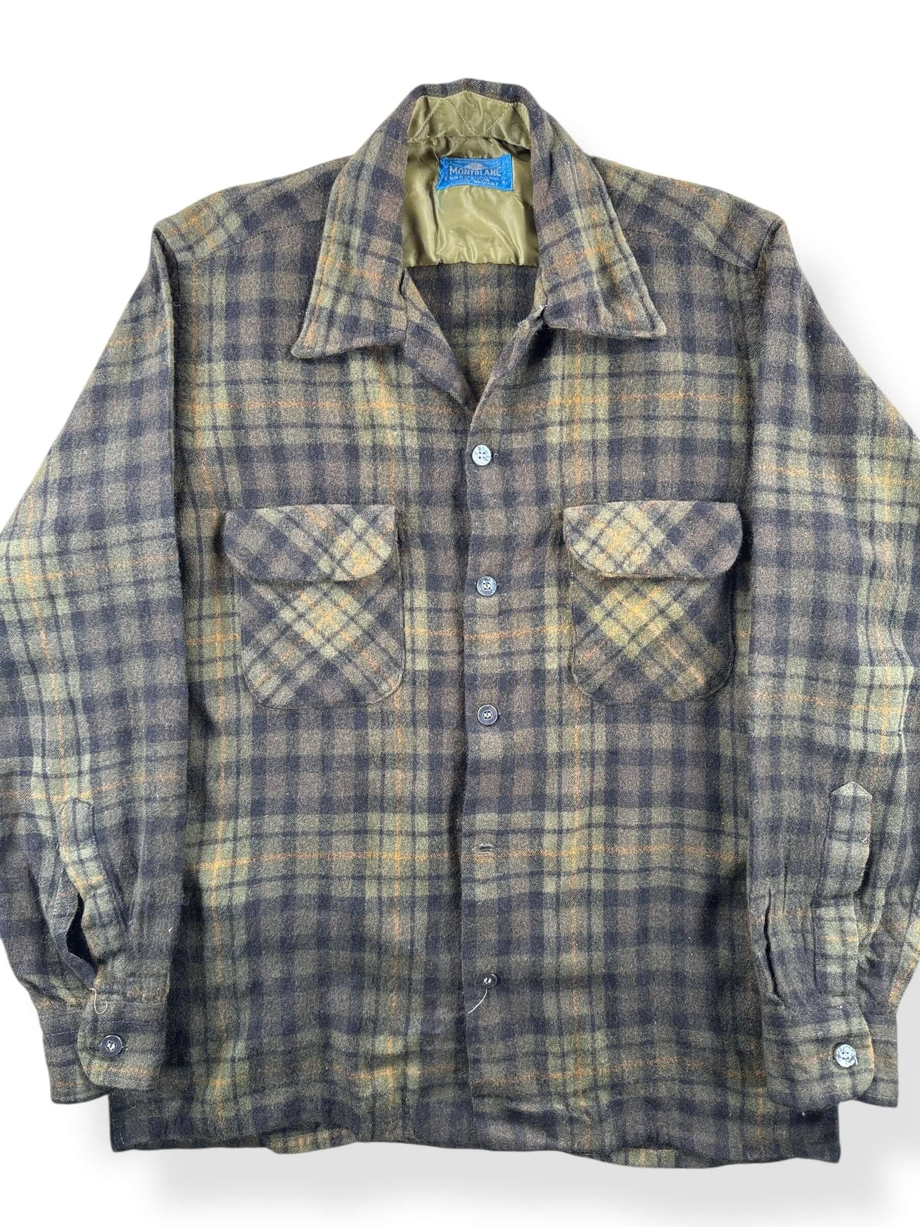 Front Close Up of Vintage Montblanc Wool Blend Flannel SZ M