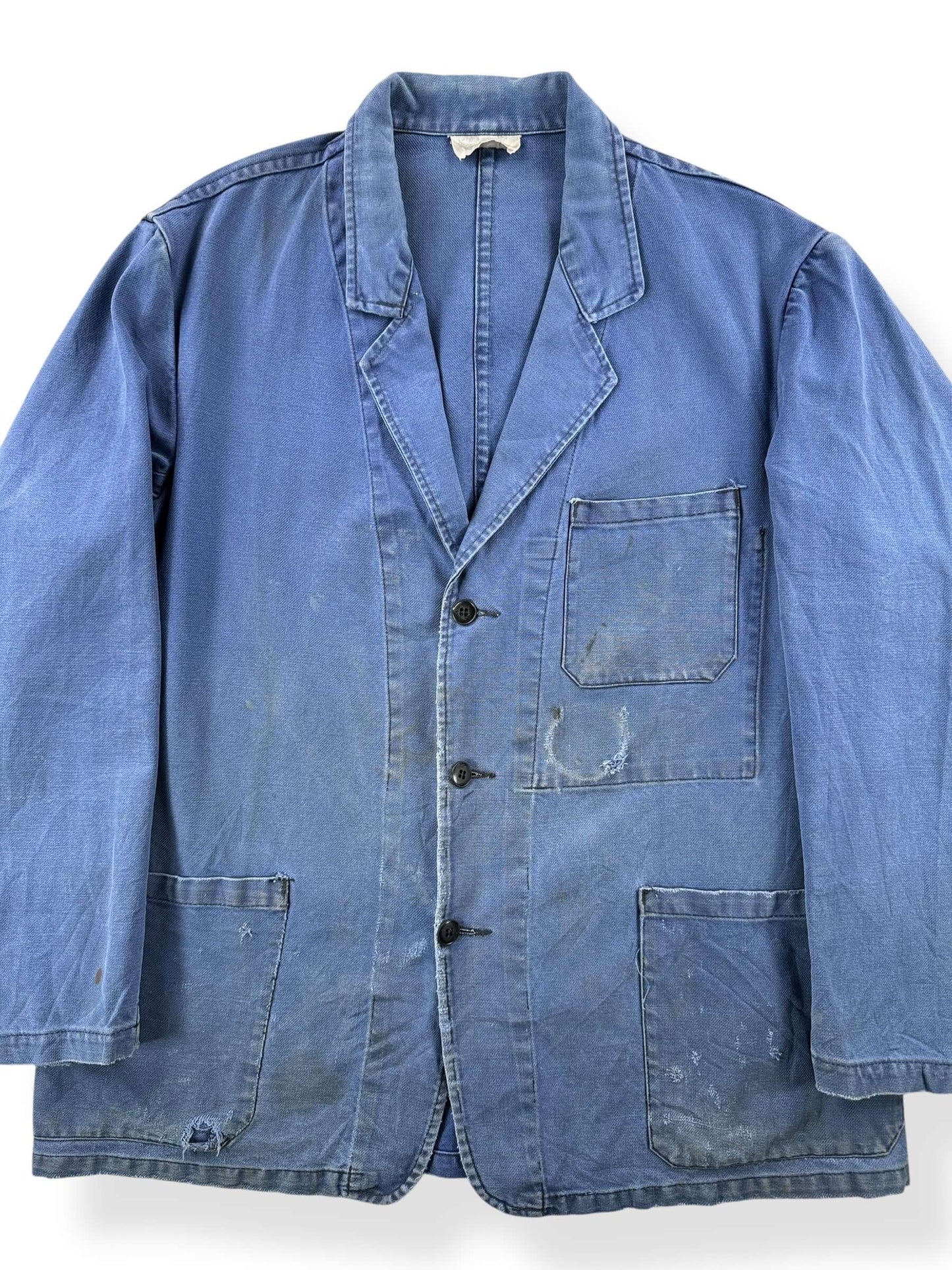 Front Close Up of Vintage French Chore Coat SZ L
