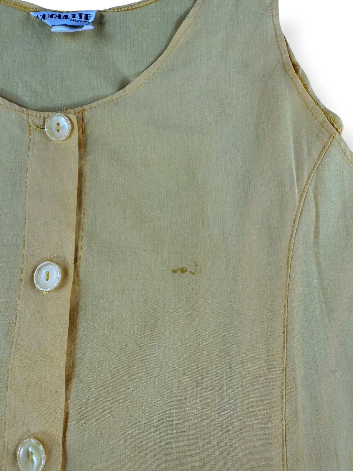 Stain on Vintage Coquette Yellow Dress SZ 14