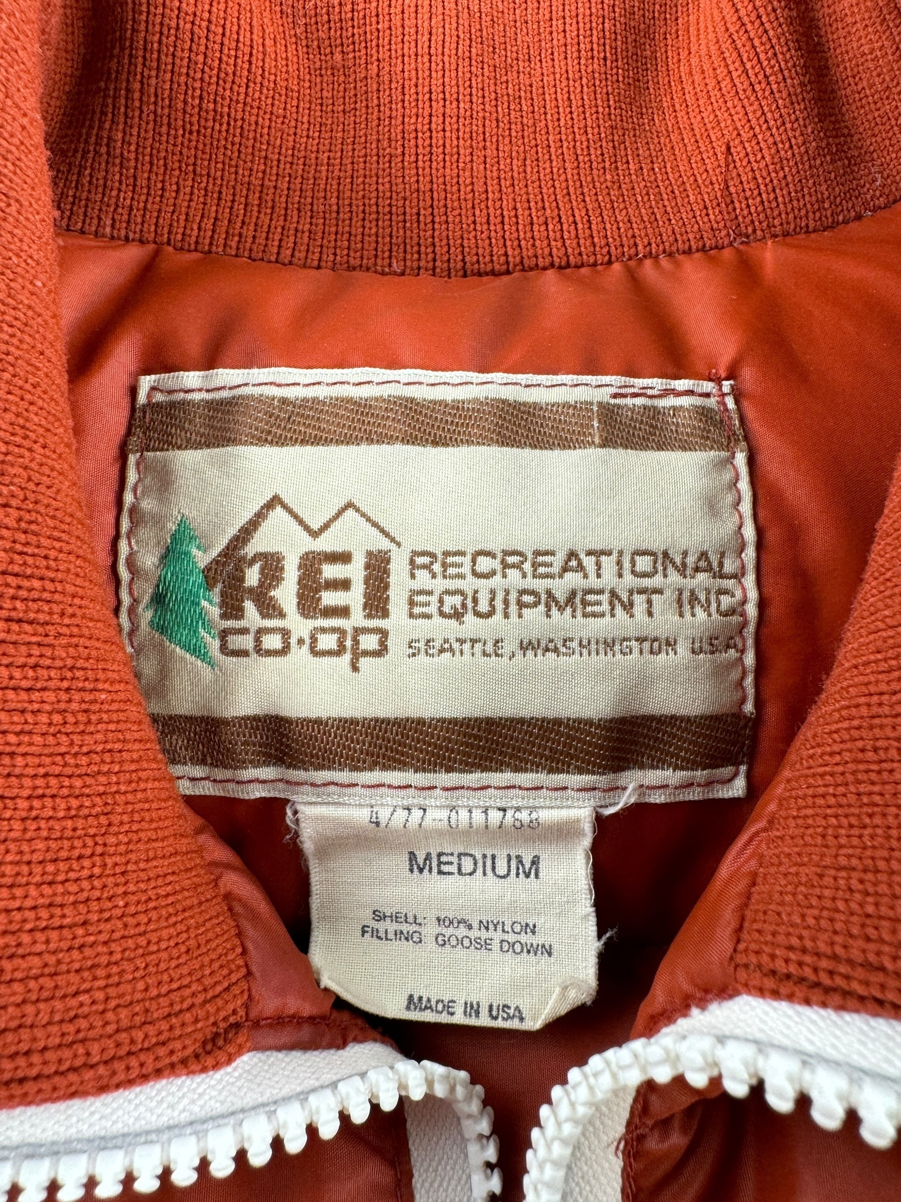 Tag on Vintage 80s Era REI Down Anorak SZ M