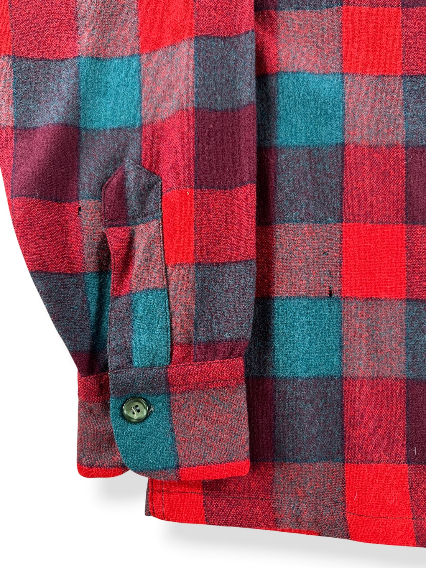 Holes on Vintage Pendleton Red and Green Board Shirt SZ S