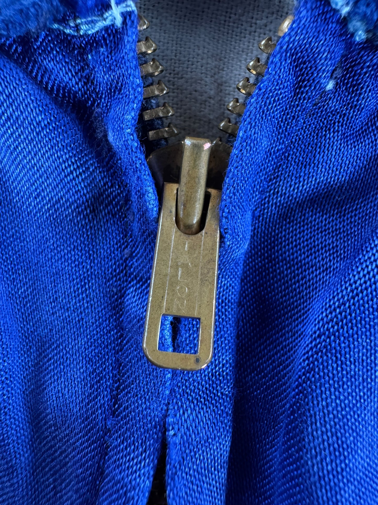 Zipper on Vintage 50s Edison Satin Bomber Jacket SZ S