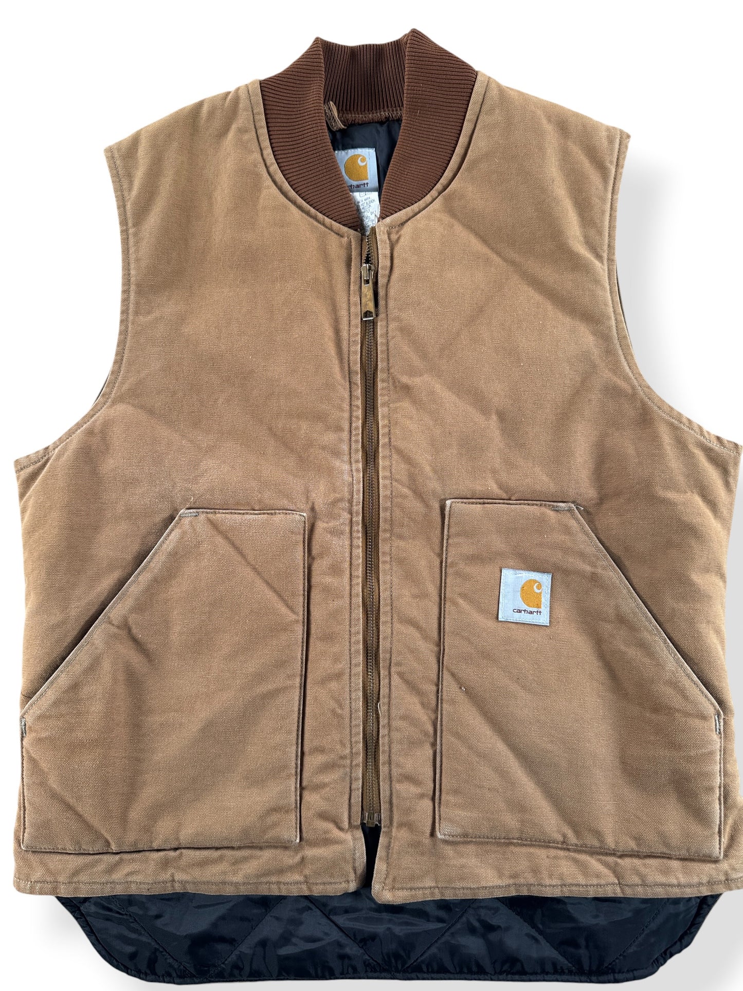 Front Close Up of Vintage Carhartt Quilted Vest SZ L