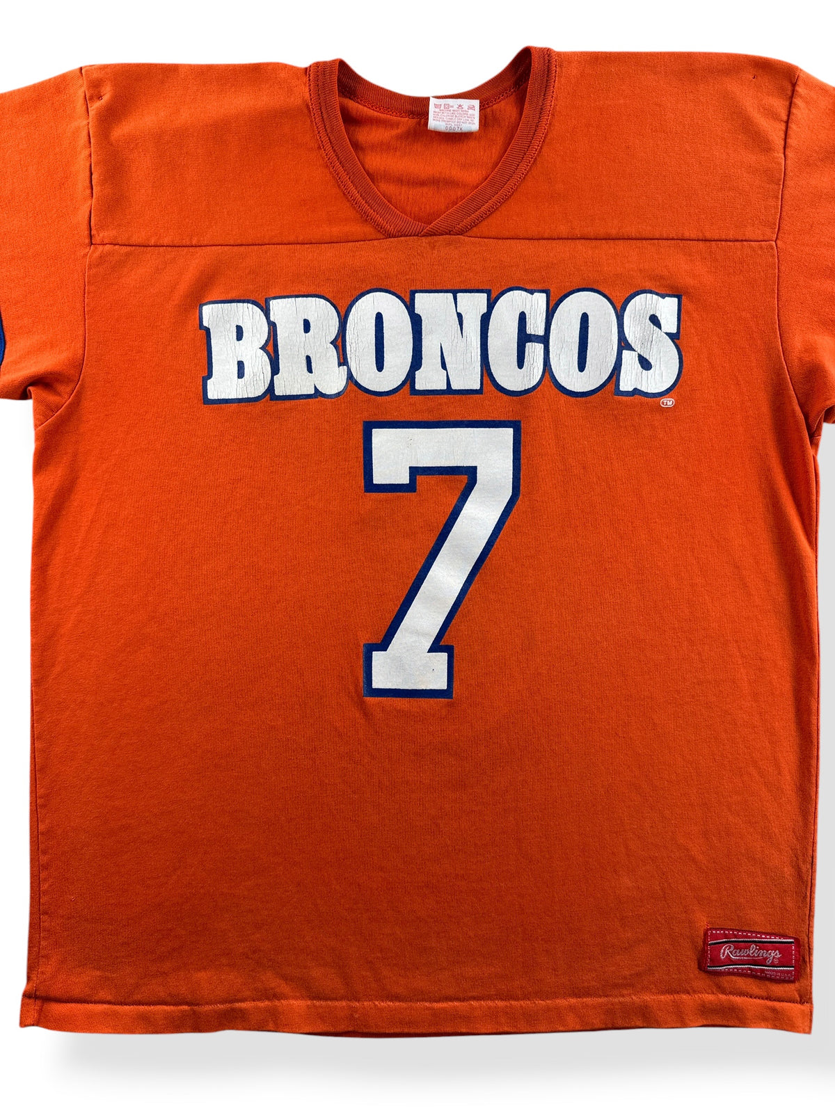Close-up of Vintage Rawlings Broncos Jersey Tee SZ XL (Fits L)
