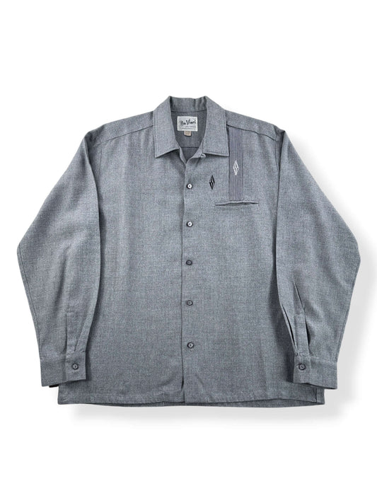 Front of Vintage 1960s Da Vinci Rockabilly Rayon Loop Collar Shirt SZ L